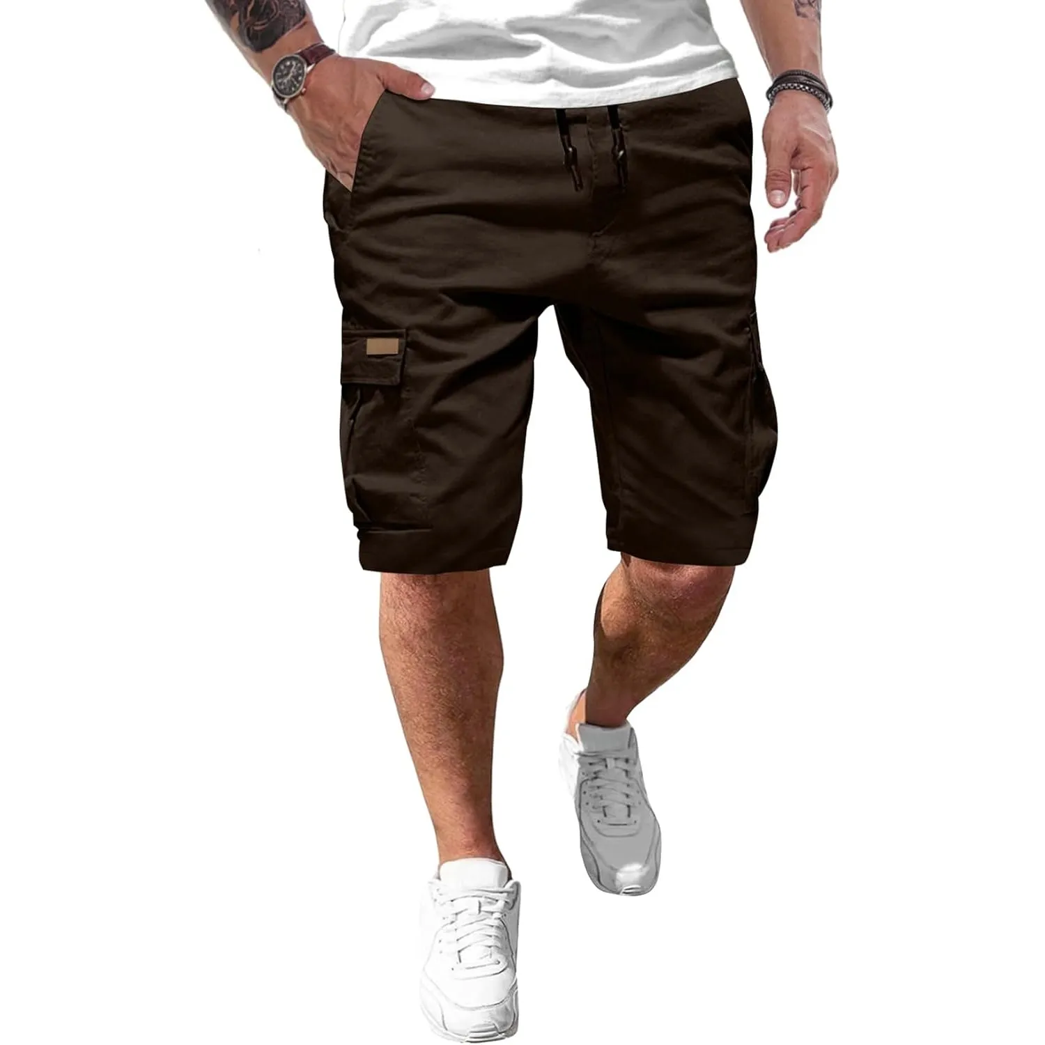 JMIERR Kurze Hosen Herren Baumwolle Cargo Shorts Herren Sommer Freizeithose mit Taschen