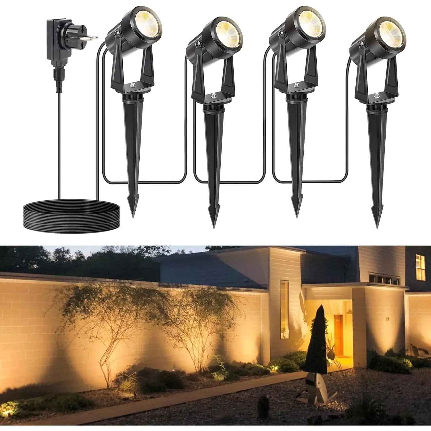 NIORSUN Gartenbeleuchtung LED, Warmweiß 3000K LED Strahler, IP67 Wasserdichter Gartenstrahler, 17 m 12 V Gartenleuchten…