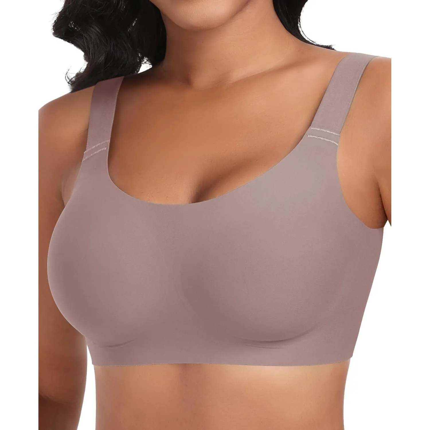 Nahtloser BH Damen Ohne Bügel Glatt Komfort Vollschalen Gepolstert Bustier Weicher BH Bequemer T-Shirt Soft BH Bra Bral…