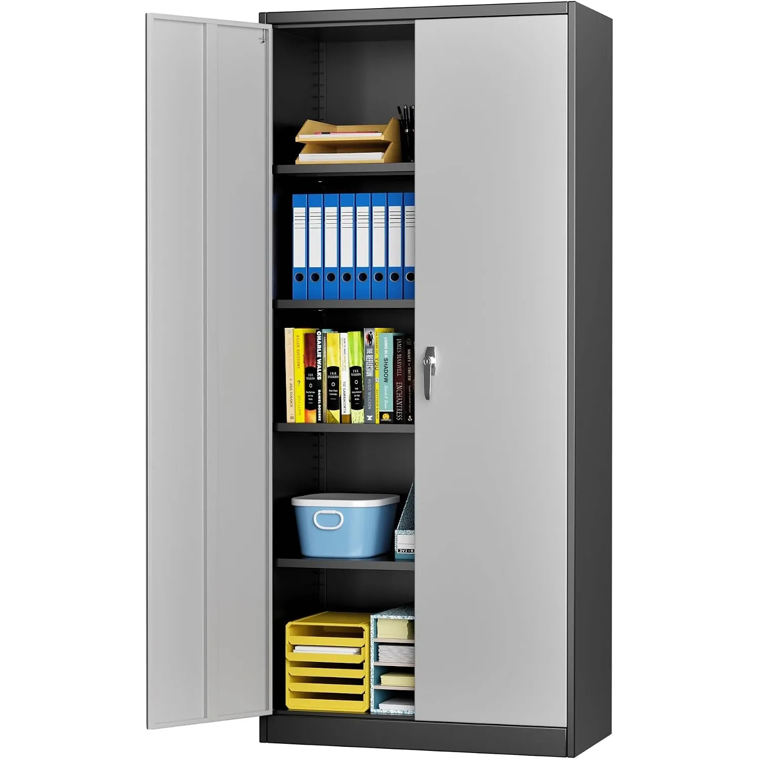 SUPEER Aktenschrank,Metallschrank mit 4 höhenverstellbaren Fachböden