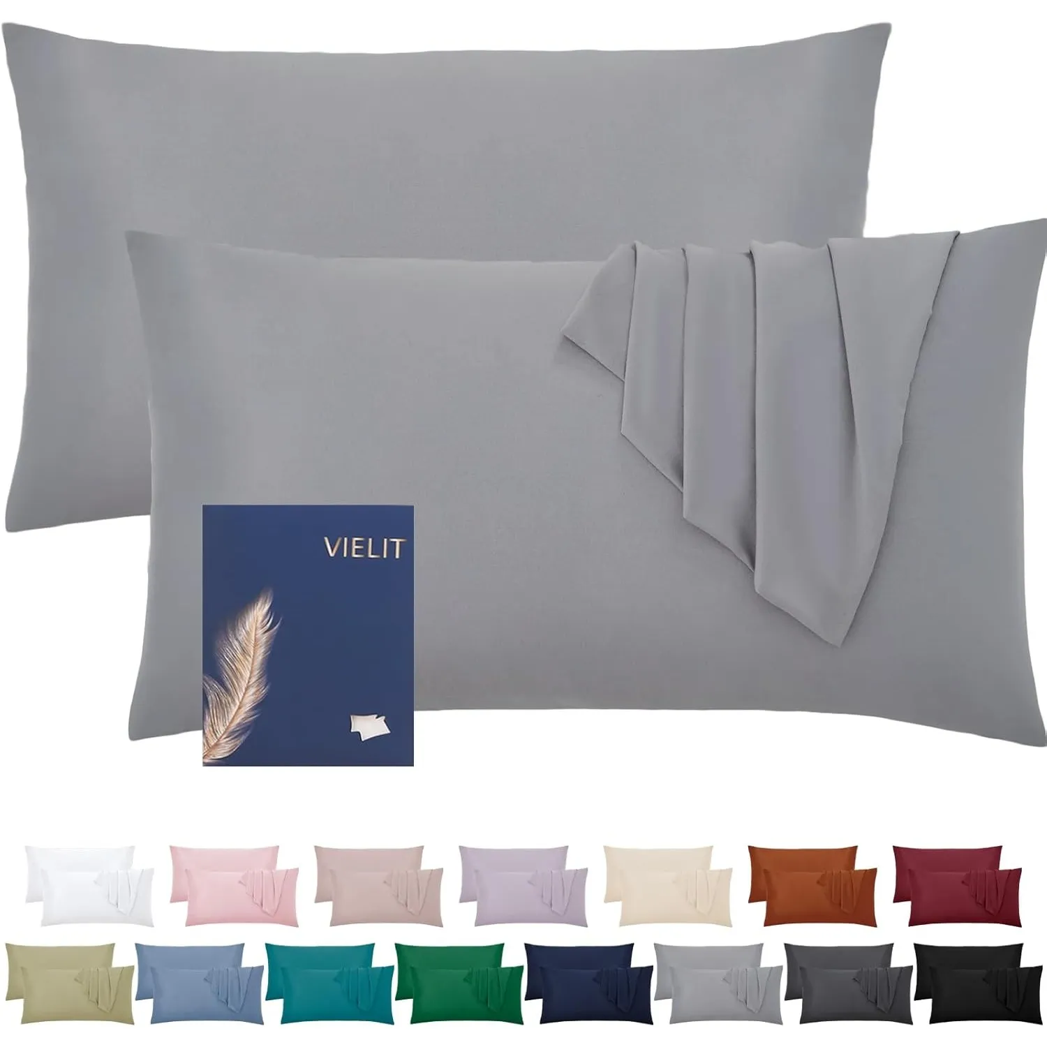 Kissenbezug 40x60 Öko-Zertifikat Weich Kissenbezüge 40x60 2er Set Mikrofaser Kissenbezug 60x40 Grau Kissenhülle Für Kis…