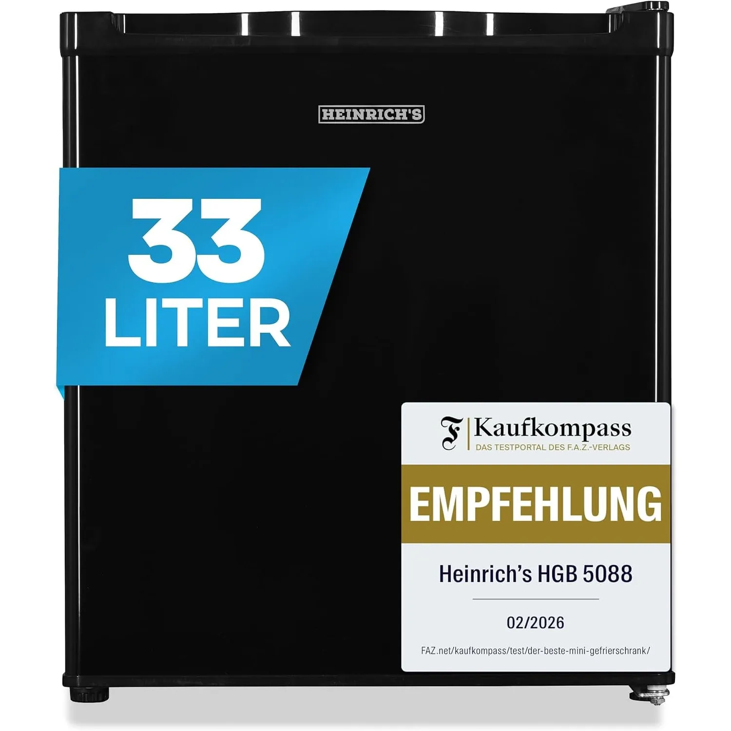 Heinrich´s Mini Gefrierschrank 33L -18°C klein leise 40db Gefrierbox Wechselbarer Türanschlag Mini Gefrierschrank Perfe…