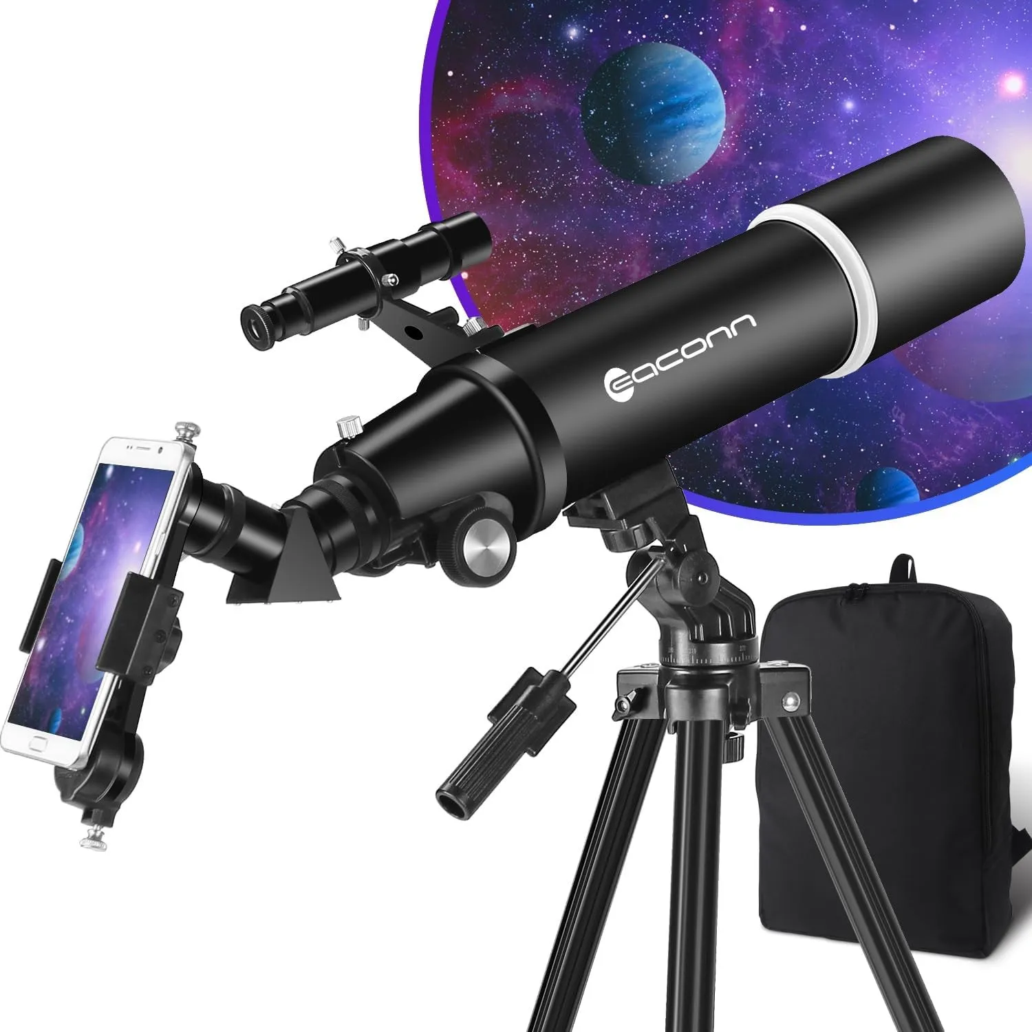 Teleskope für Erwachsene Astronomie, 80mm Blende 600mm Refraktorteleskop für Kinder & Anfänger, Kompaktes und tragbares…