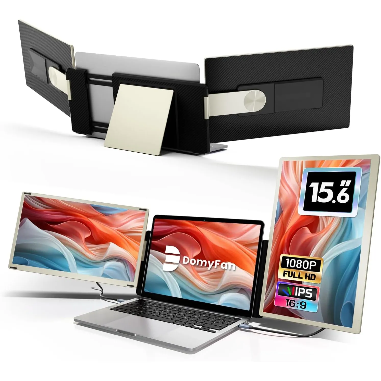 domyfan 15.6" Laptop Bildschirm Extender für alle Laptops, 120% sRGB FHD 1080P Triple Portable Laptop Monitor Erweiteru…