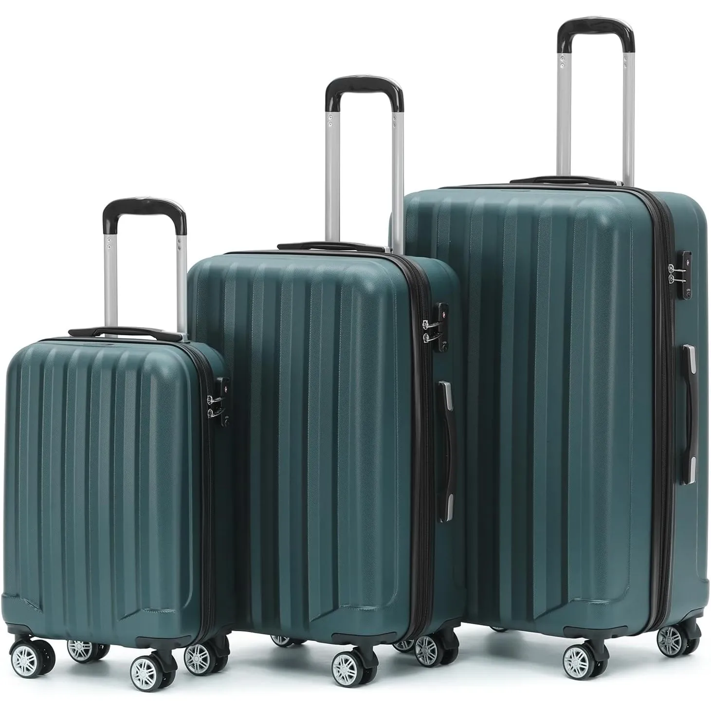 BEIBYE TSA-Schloß 2080 Zwillingsrollen neu Reisekoffer Koffer Trolley Hartschale Set (Dunkelgreen, Set)