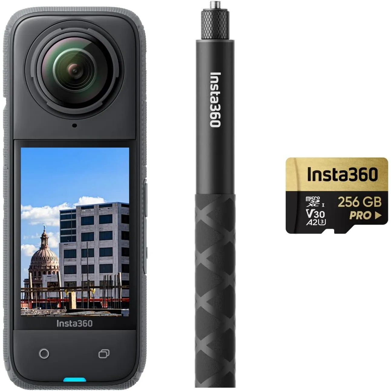 Insta360 X4 Baustellen-Bundle Selfie-Stick - 360°-Baustellen-Kamera, 8K 30 fps 360°-HDR-Videos, 72 MP Fotos, 11K Zeitra…
