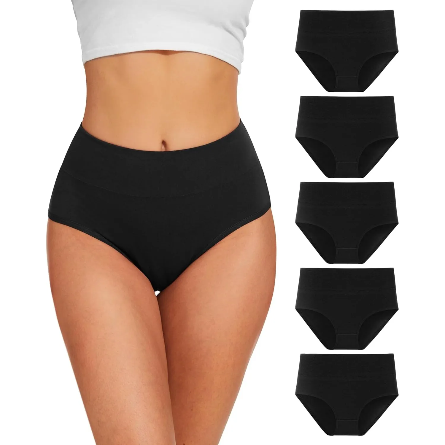 YESWEL Unterhosen Damen 5er Pack, Baumwolle Hohe Taille Unterwäsche, Hipster Stretch Atmungsaktive Panties für Frauen (…