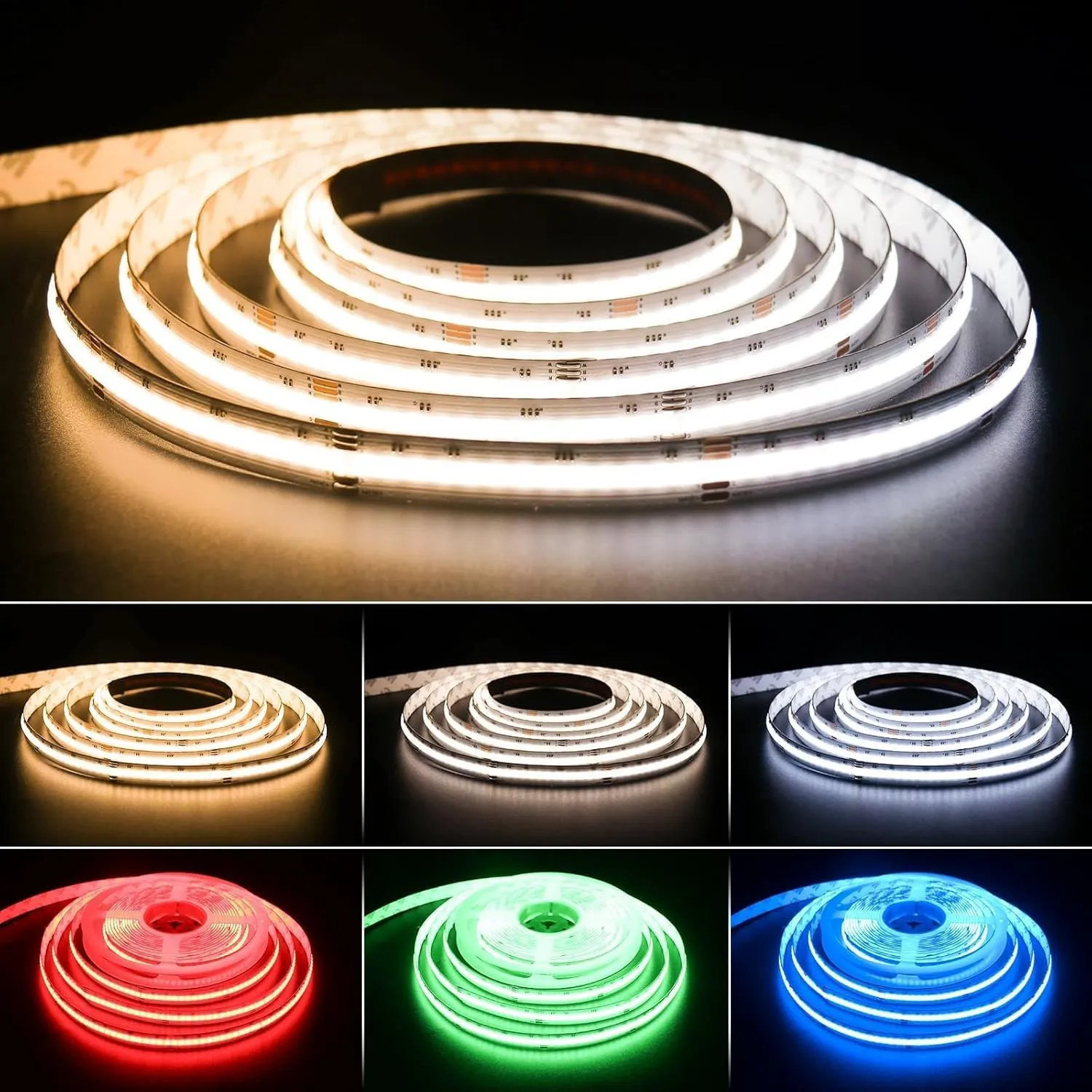 PAUTIX COB LED Streifen RGB+WW/CW 5m,840LEDs/m RGB+CCT Einstellbare Farbtemperatur 2700K–6500K,24V farbwechselnde Band …