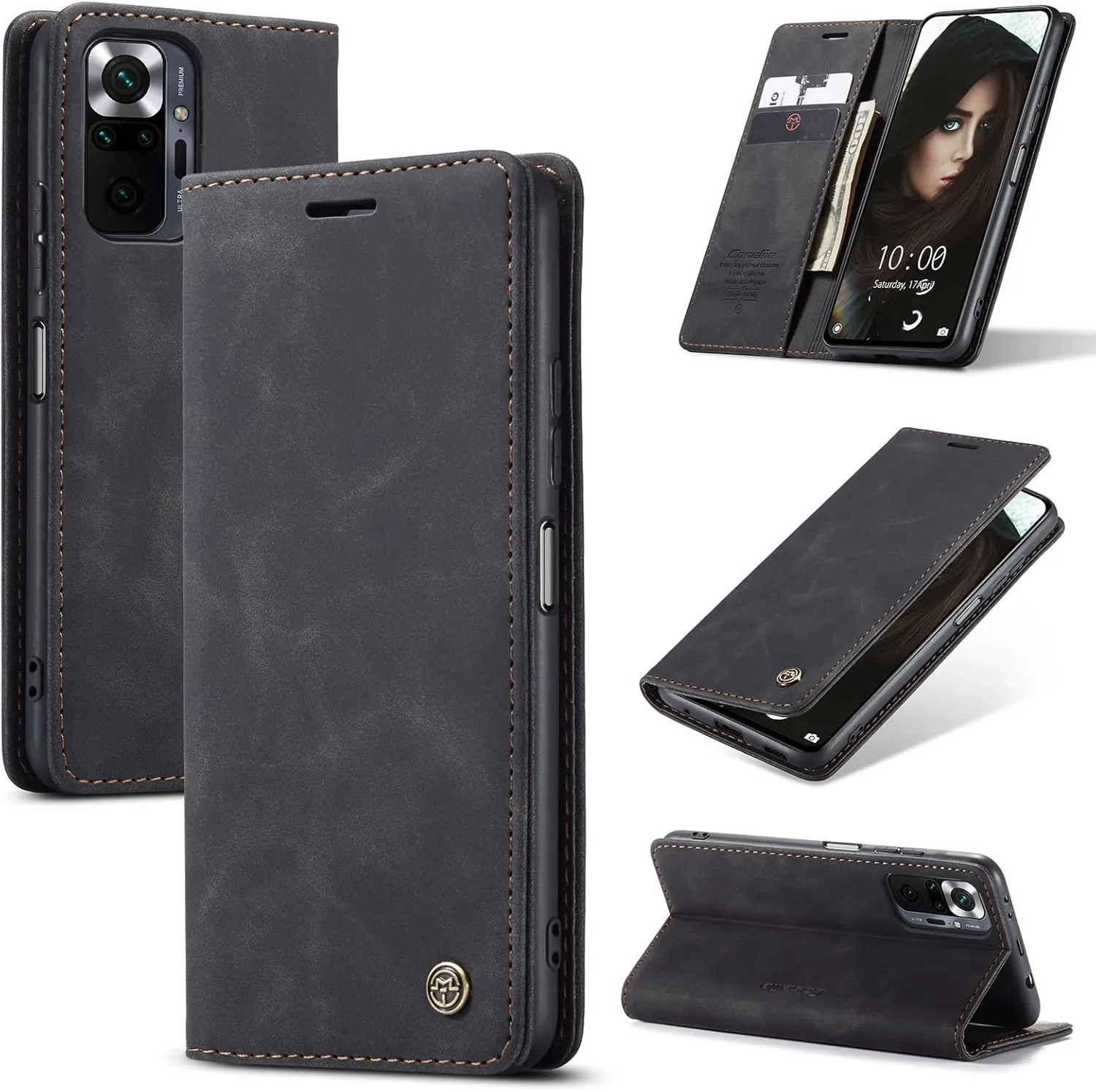 Handyhülle für Xiaomi Redmi Note 10 Pro/10 Pro MAX Hülle, Premium Lederhülle Weiches Vintage-Nubukleder Faltbare Stände…