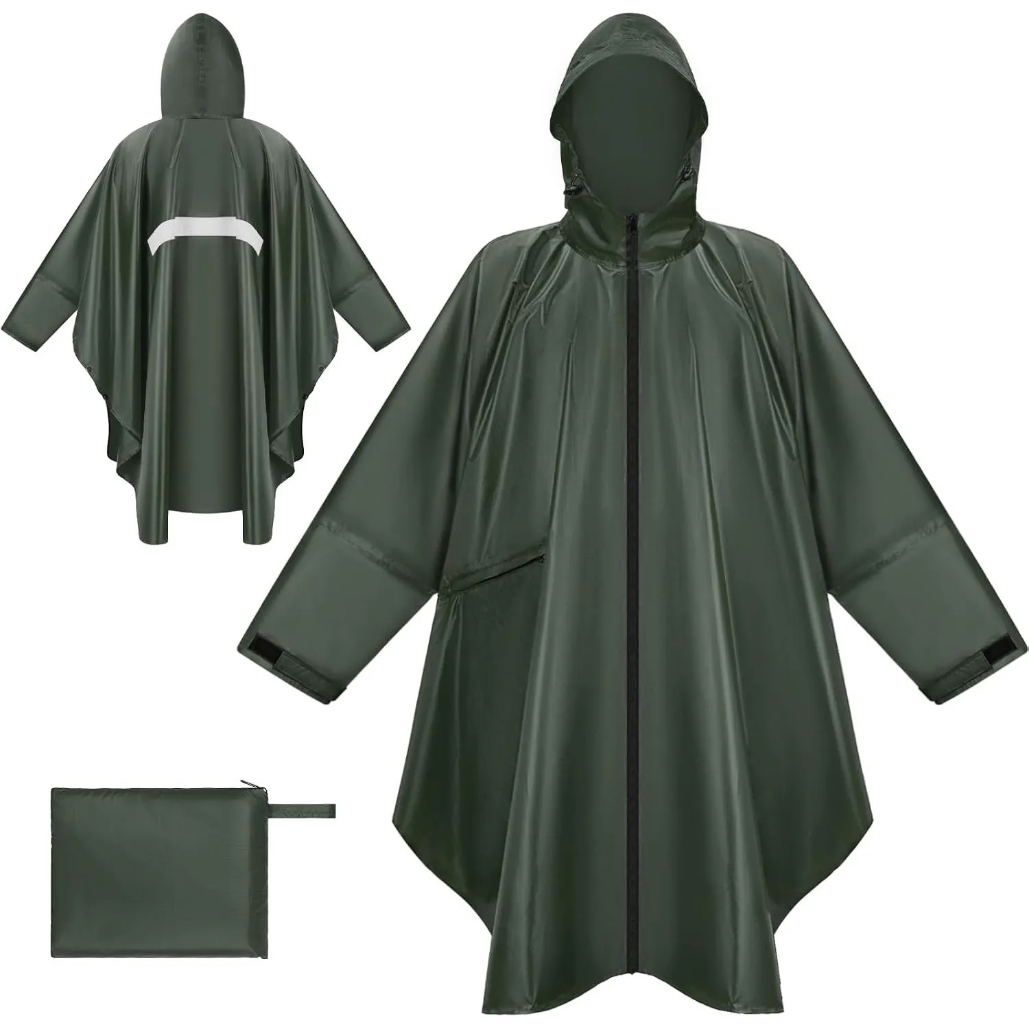 Regenponcho Damen Regencape Wasserdicht mit Reißverschluss Rain Poncho Festival Wiederverwendbar Regenmantel mit Kapuze…