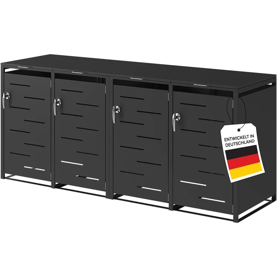 STEELSØN Diorus Mülltonnenbox 4 Tonnen bis 240L, Schwarz, abschließbar