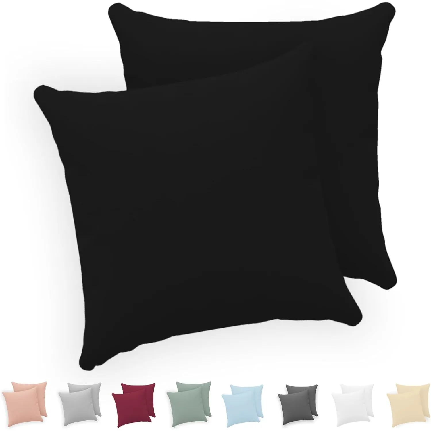 Twinzen - Kissenbezug 30x30 cm - 2er Set - 100% Baumwolle - Schwarz | Oeko-Tex zertifiziert · mit Reißverschluss · Kopf…