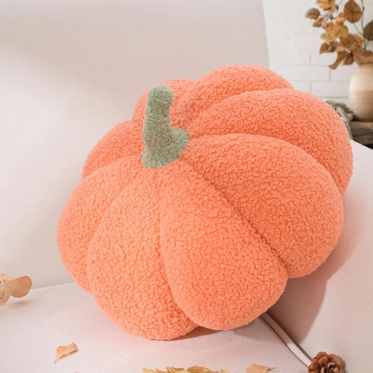 Halloween Kürbis Kissen Groß, Pumpkin Pillows Kissen Kürbisform Orange Dekokissen, Herbst Zierkissen Aesthetic Sofakiss…