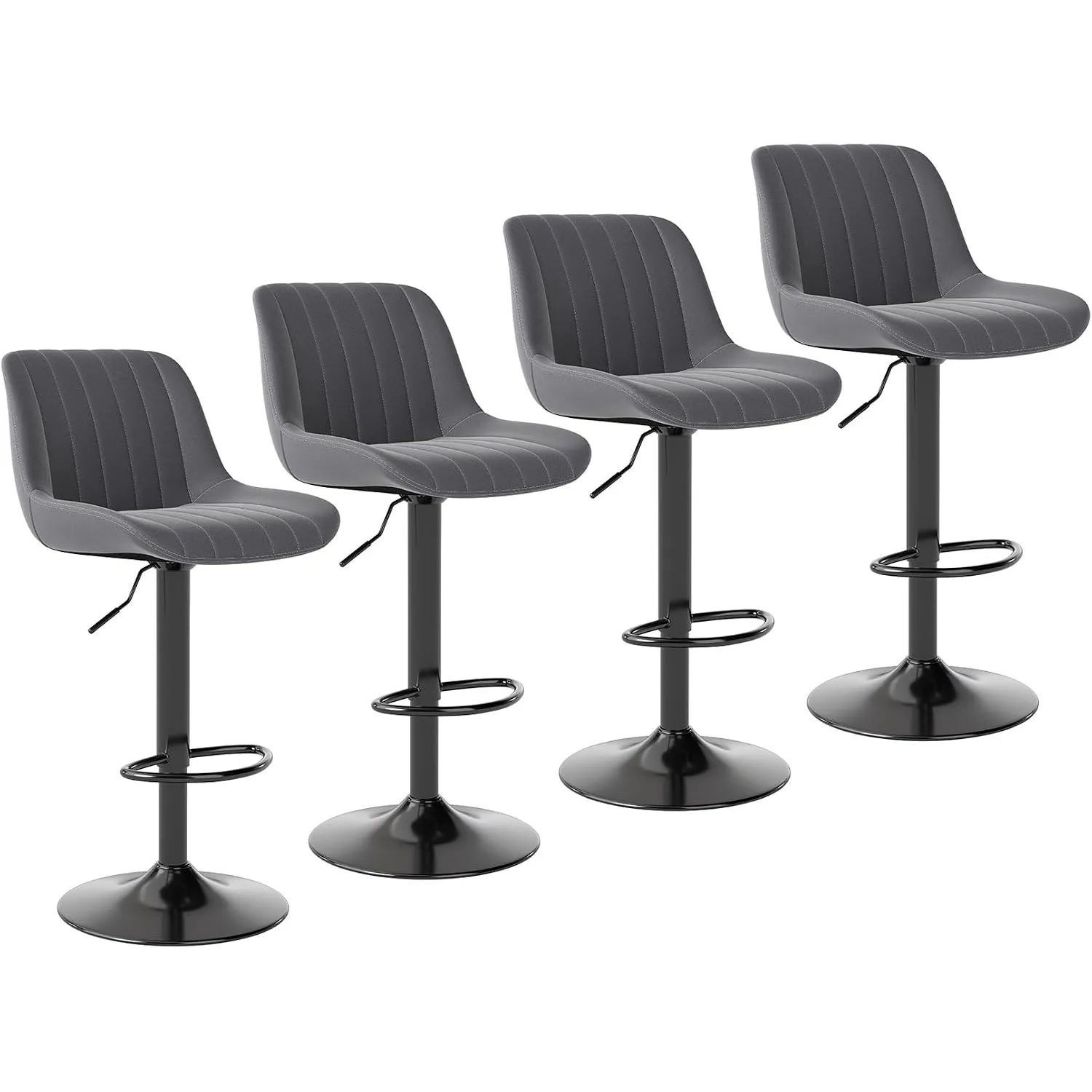 Youhauchair Barhocker 4er Set, Drehbare Barhocker mit Lehne, Höhenverstellbar aus PU-Leder, Moderner Barstuhl Küchenhoc…