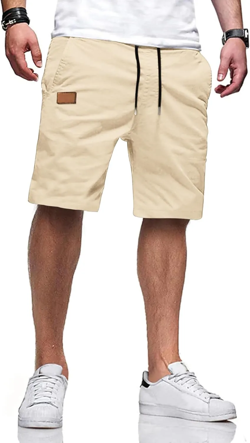 TARAINYA Kurze Hosen Herren Baumwolle Casual Shorts Herren Tunnelzug Elastische Sommer Chino mit Taschen