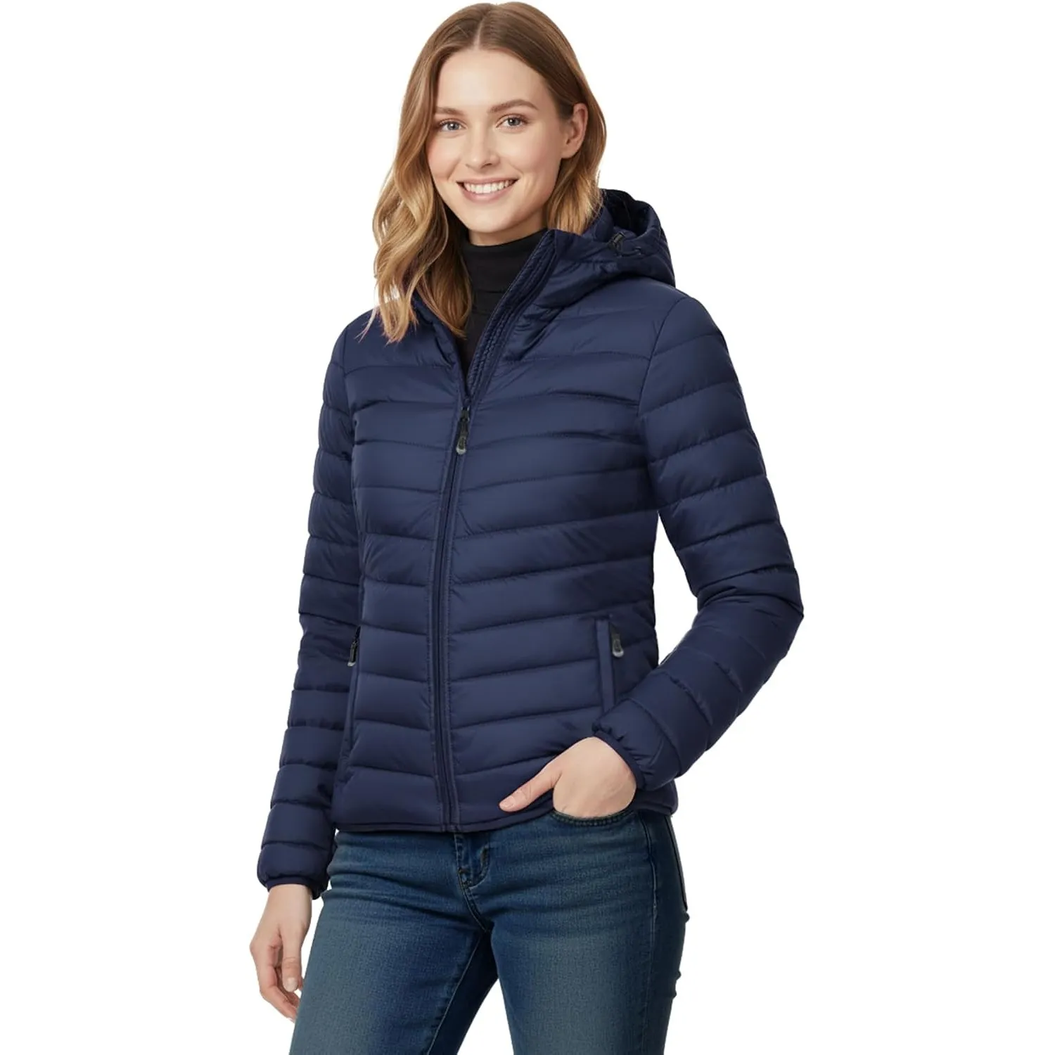 33,000ft Damen Leichte Steppjacke Packbare Übergangsjacke mit Kapuze