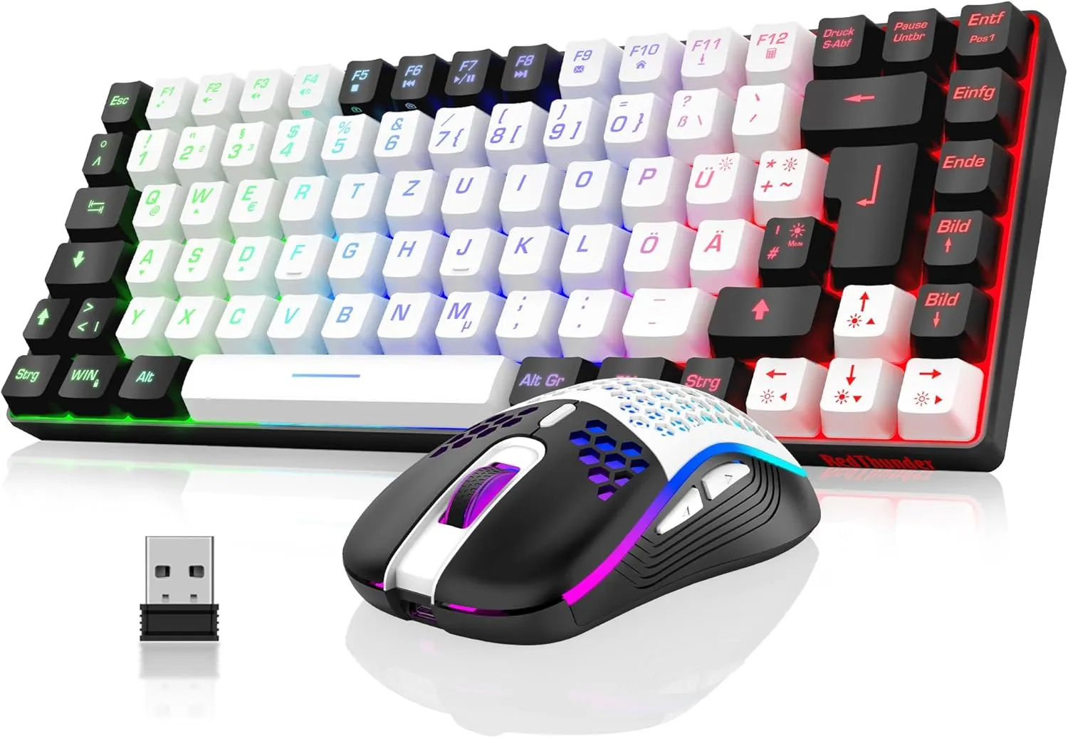 RedThunder 75% Kabelloses Gaming Tastatur und Maus Set, DE TKL Layout, 85 Tasten, Wiederaufladbar Kompakt, Ultraleicht …