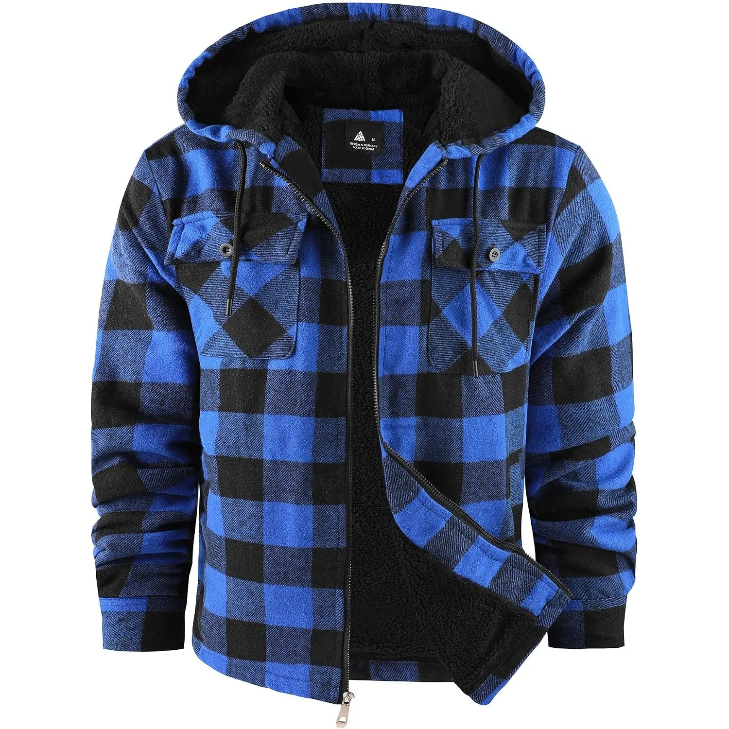 SwissWell Herren Hemdjacke Verdicken Karierts mit Reißverschluss Flanelljacke Plüschfutter Freizeit Gefüttert Kapuzenpu…