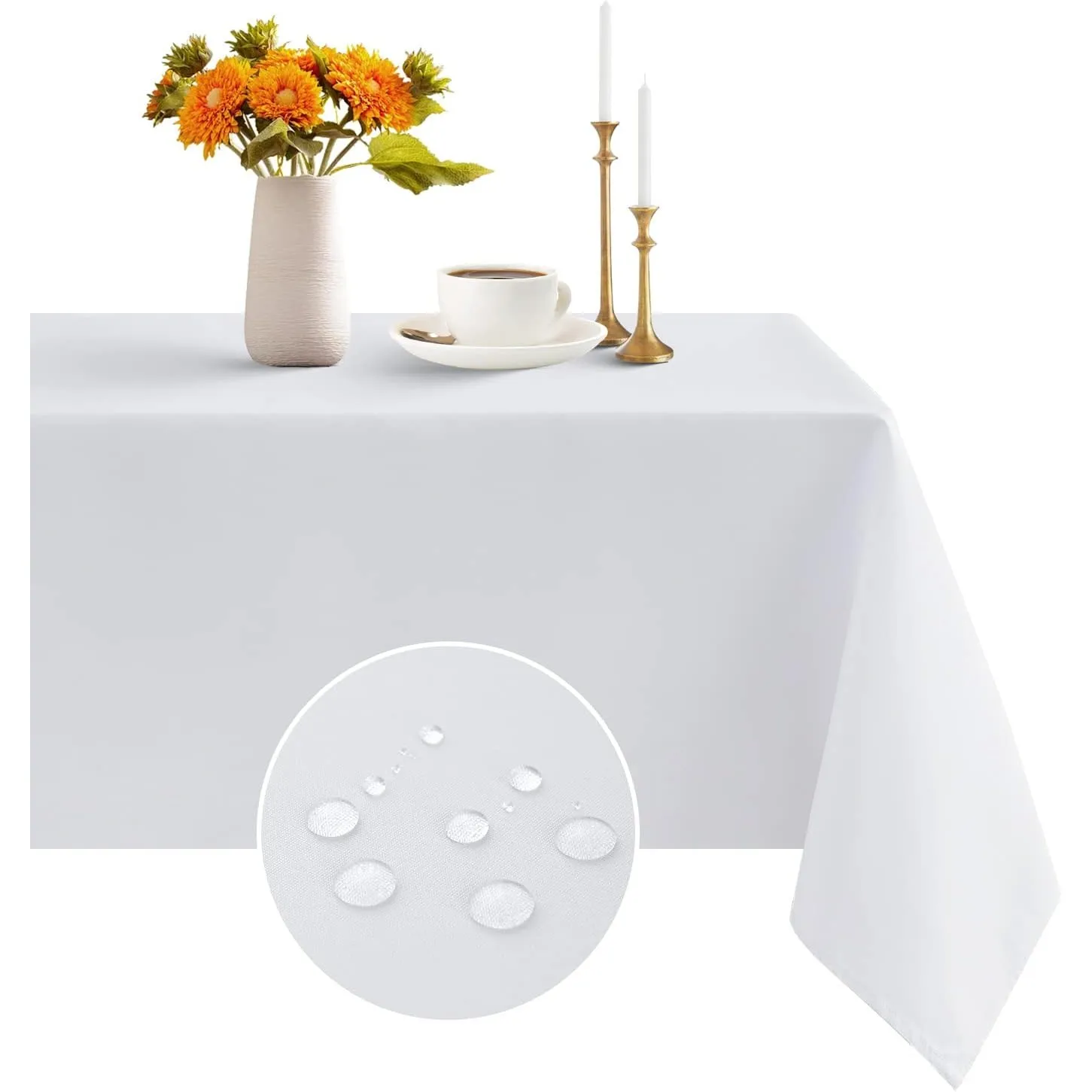 Romanstile Tischdecke Outdoor abwaschbar 140x240 weiß rechteckig,wasserabweisend wettefest Tischtuch Tablecloth Tischwä…