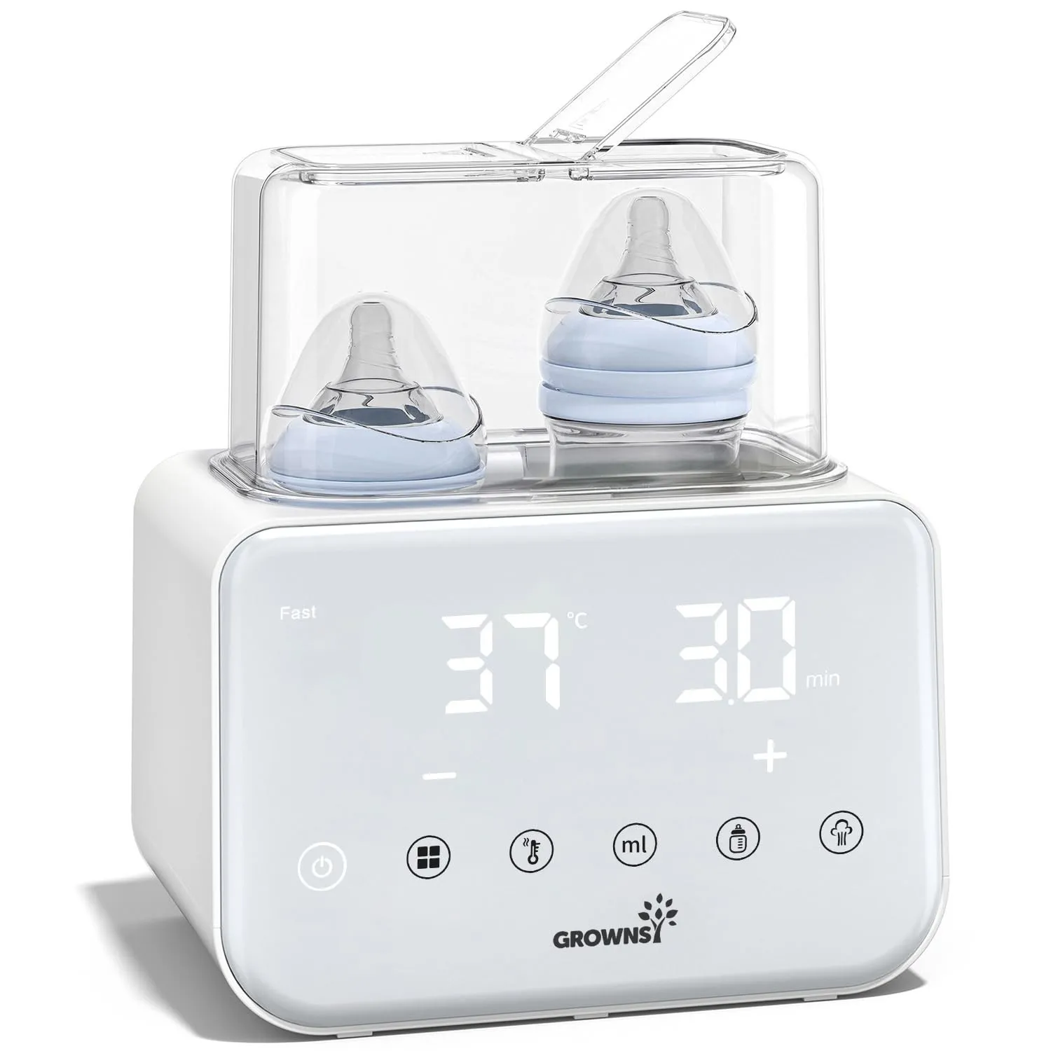 Grownsy Flaschenwärmer baby, Sterilisator für babyflaschen 10-in-1Fast Babynahrungsheizung & Abtauung BPA-freier Fläsch…