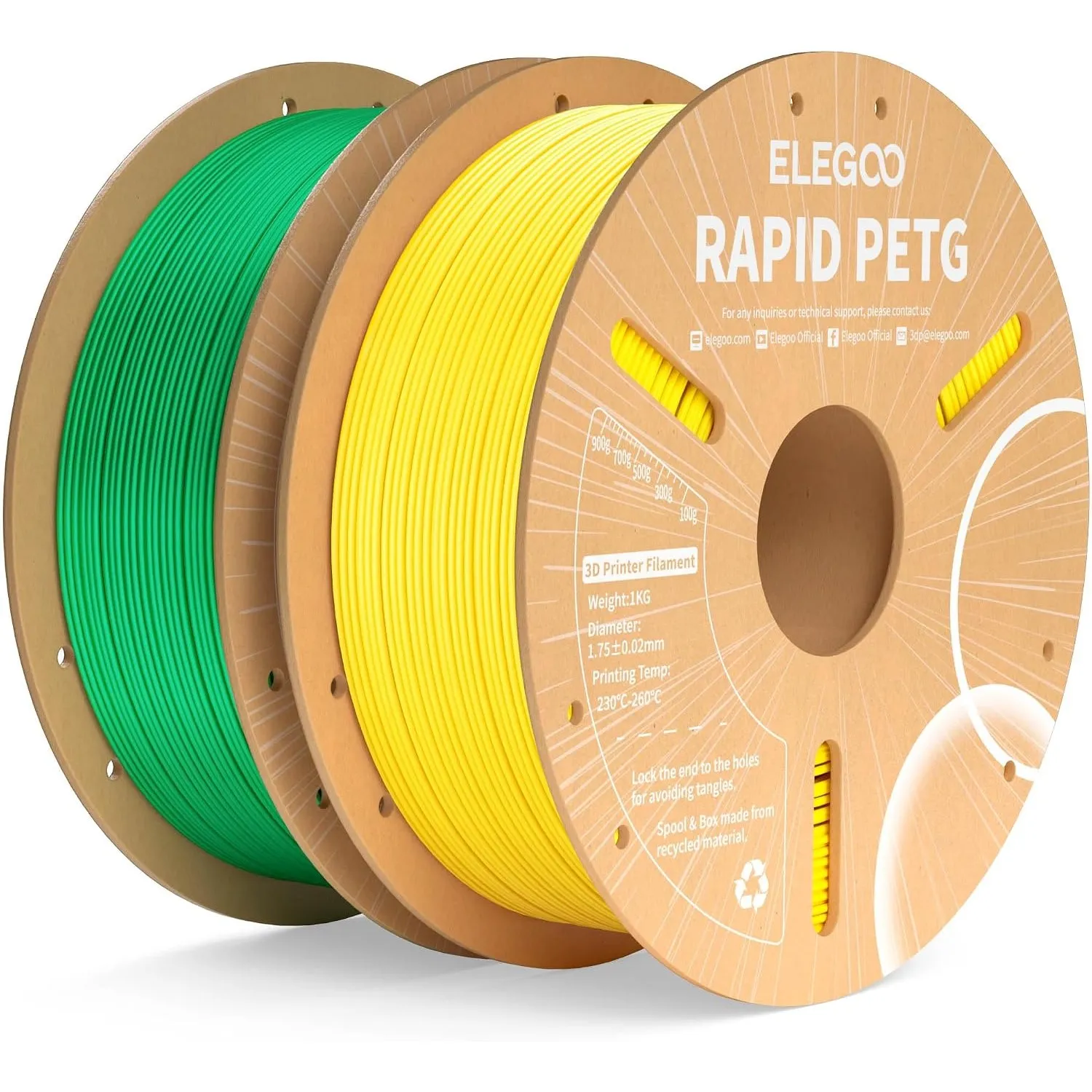 ELEGOO Rapid PETG Filament 1.75mm Gelb & Grün 2KG