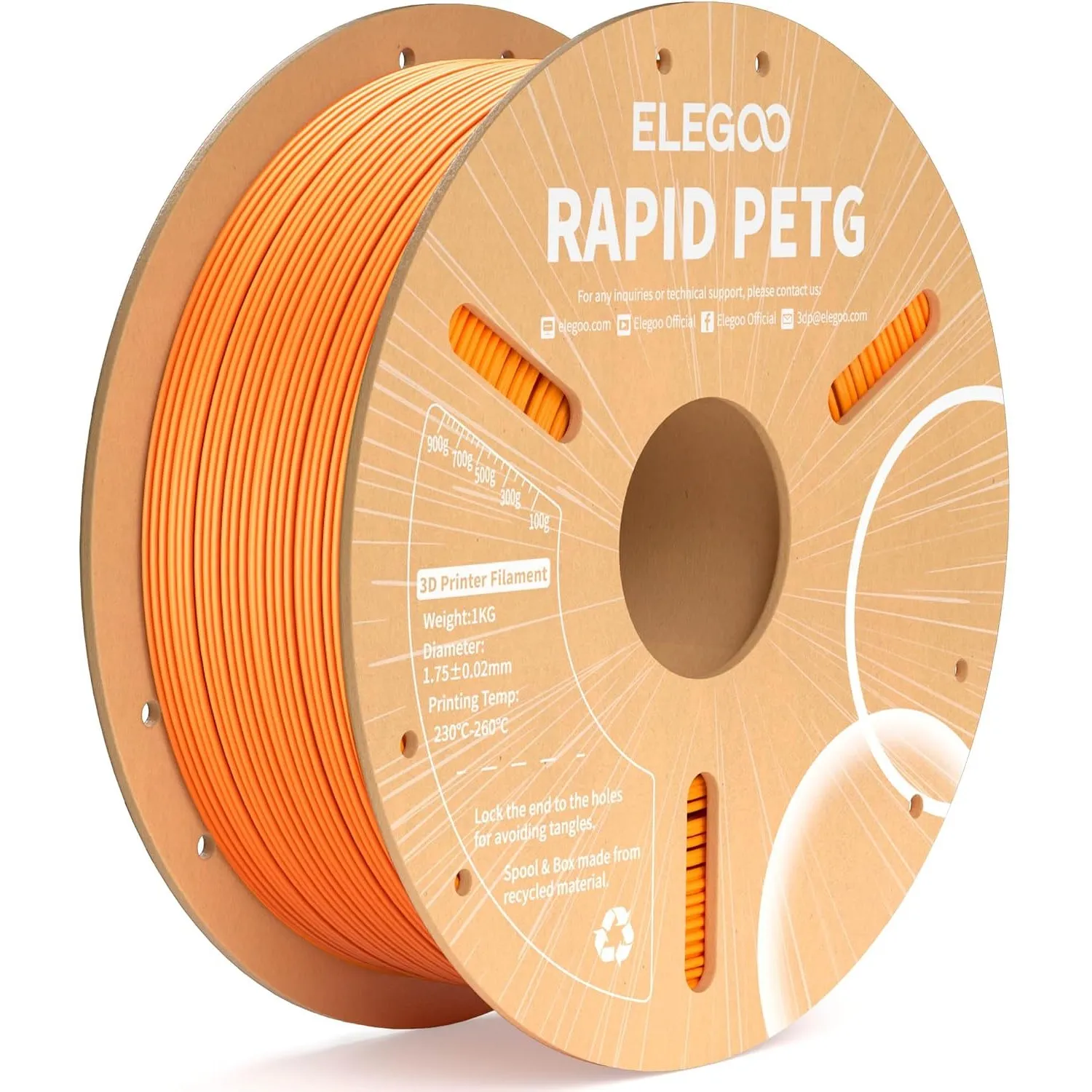 ELEGOO Rapid PETG Filament 1.75mm Orange 1KG