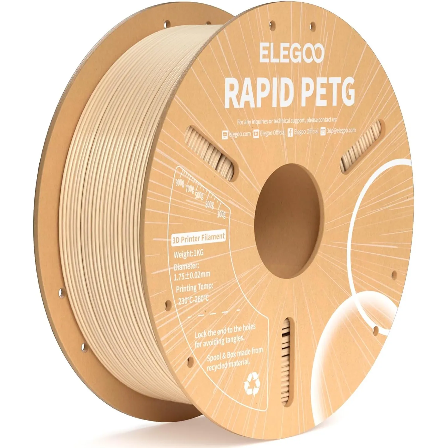 ELEGOO Rapid PETG Filament 1.75mm Beige 1KG