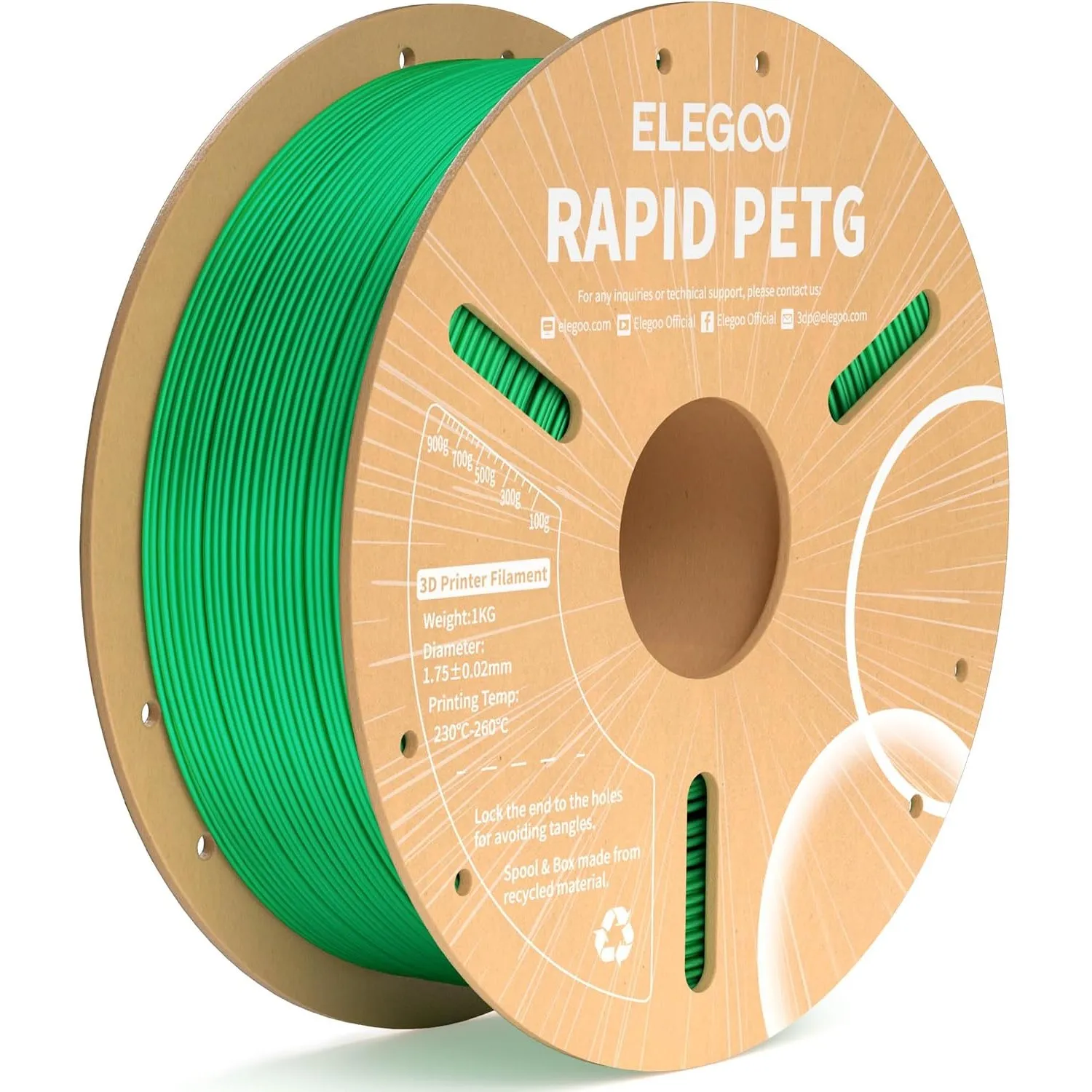 ELEGOO Rapid PETG Filament 1.75mm Grün 1KG