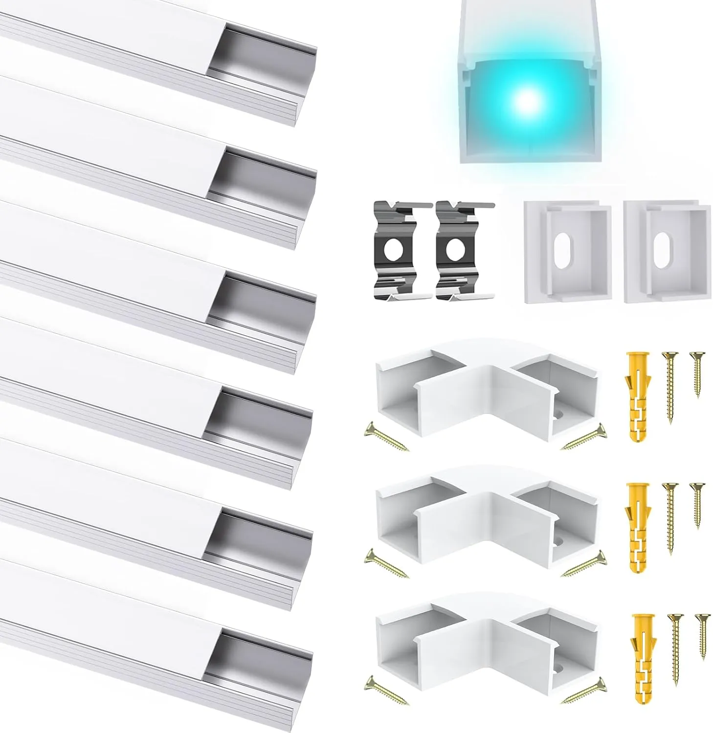 LED Aluminum Kanal Profil für Bis zu 16mm Streifen, U Form Leiste Aluprofil Schiene Strip Diffusor mit Milchiger Weißer…