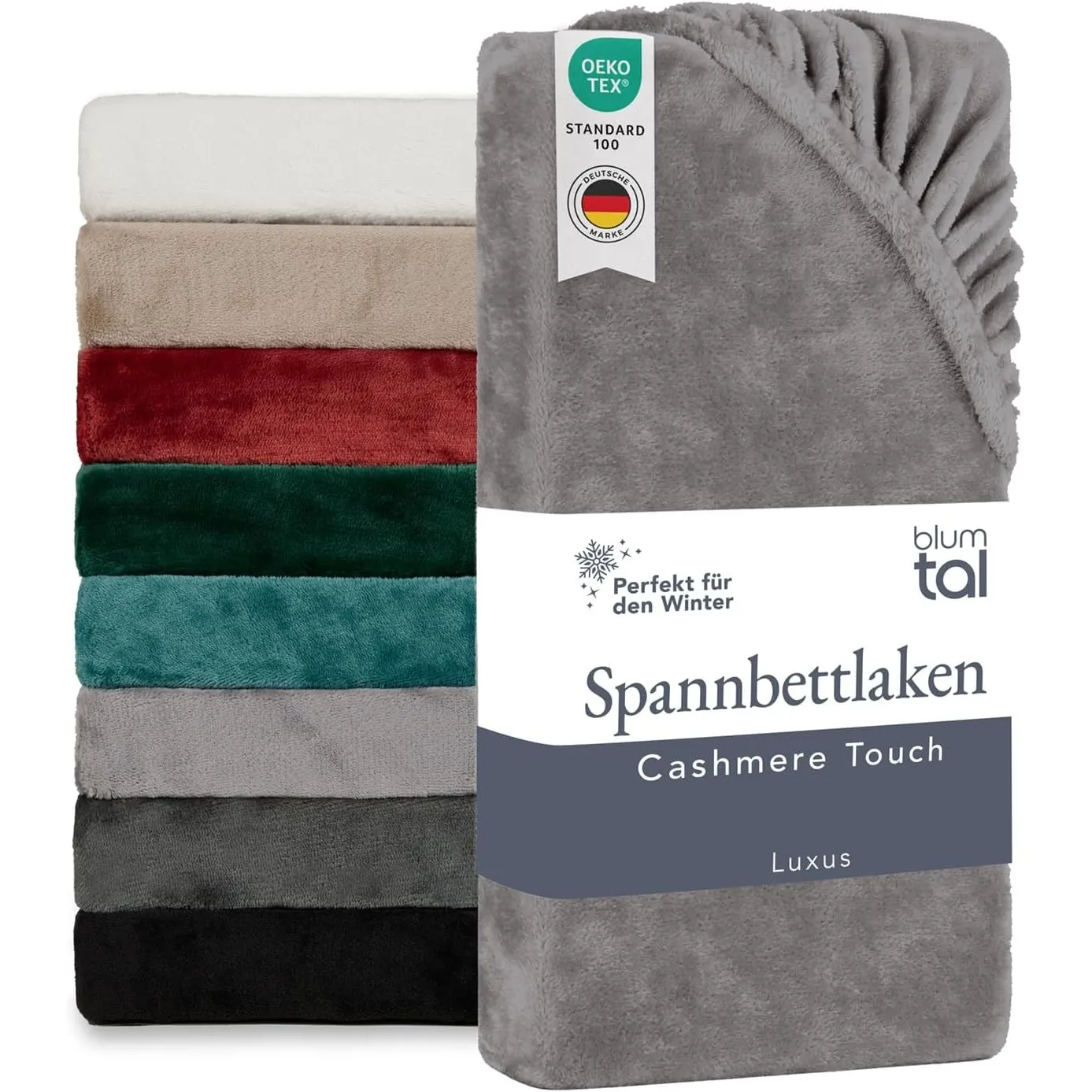 Blumtal Spannbettlaken Cashmere Touch 90x200cm Plüsch - Oeko-TEX zert. Bettlaken - Mikrofaser Spannbettlaken weich Wint…