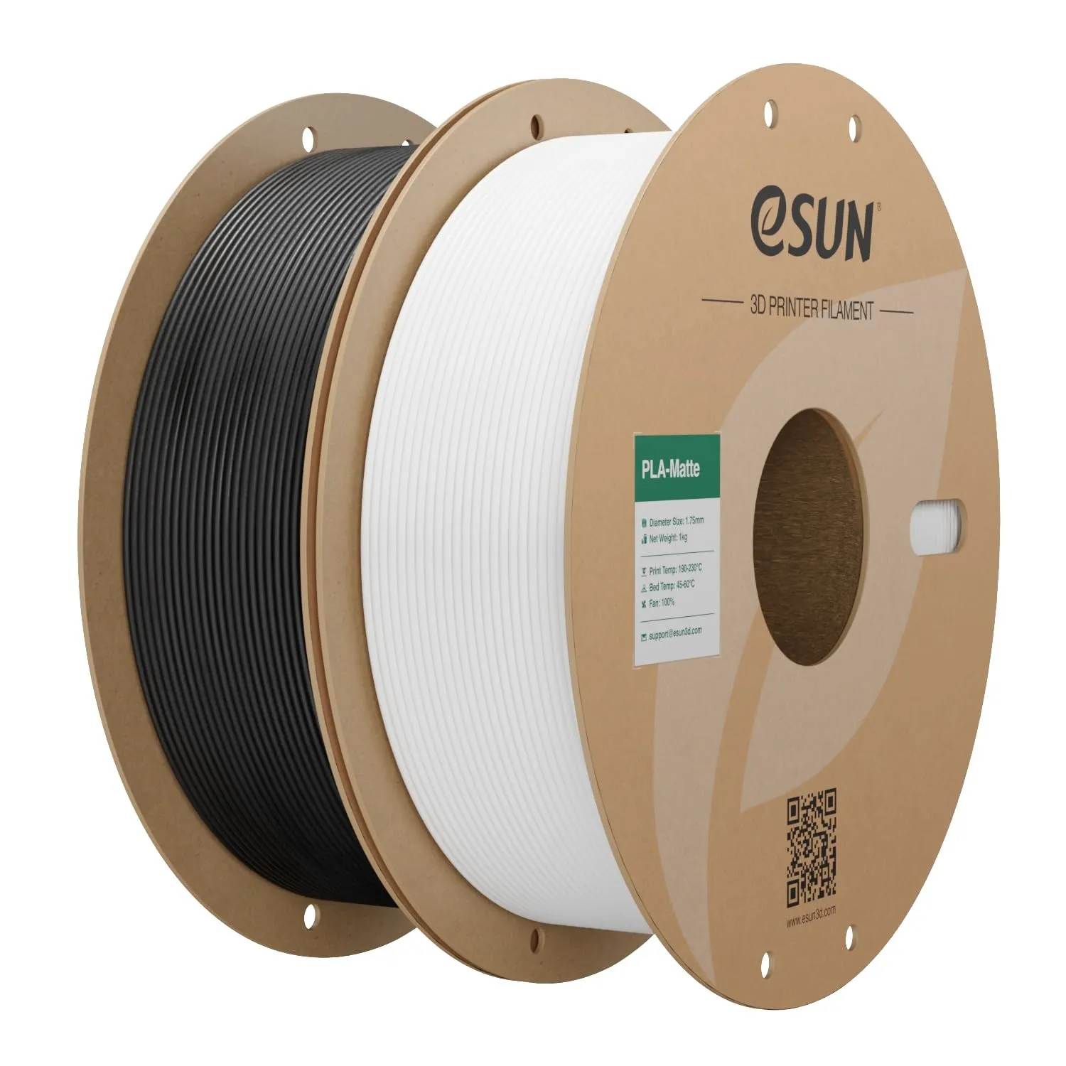eSUN Upgraded Matte PLA Filament 1.75mm, Dunkelschwarz+Cremeweiß,2KG