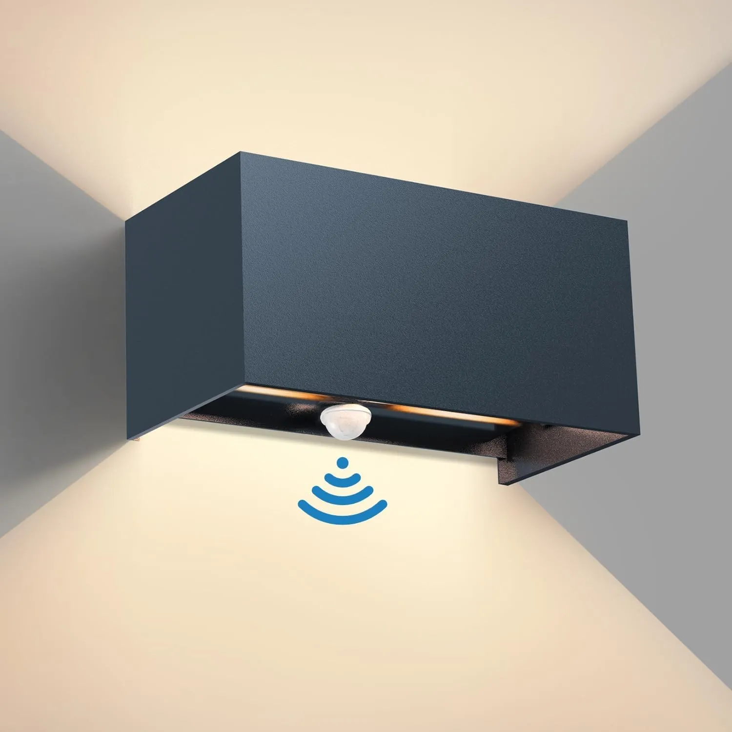 vatato 24W Außenwandleuchte mit Bewegungsmelder, IP65,3000K Warmweiß LED Wandleuchte Außen/Innen Aluminium, Einstellbar…