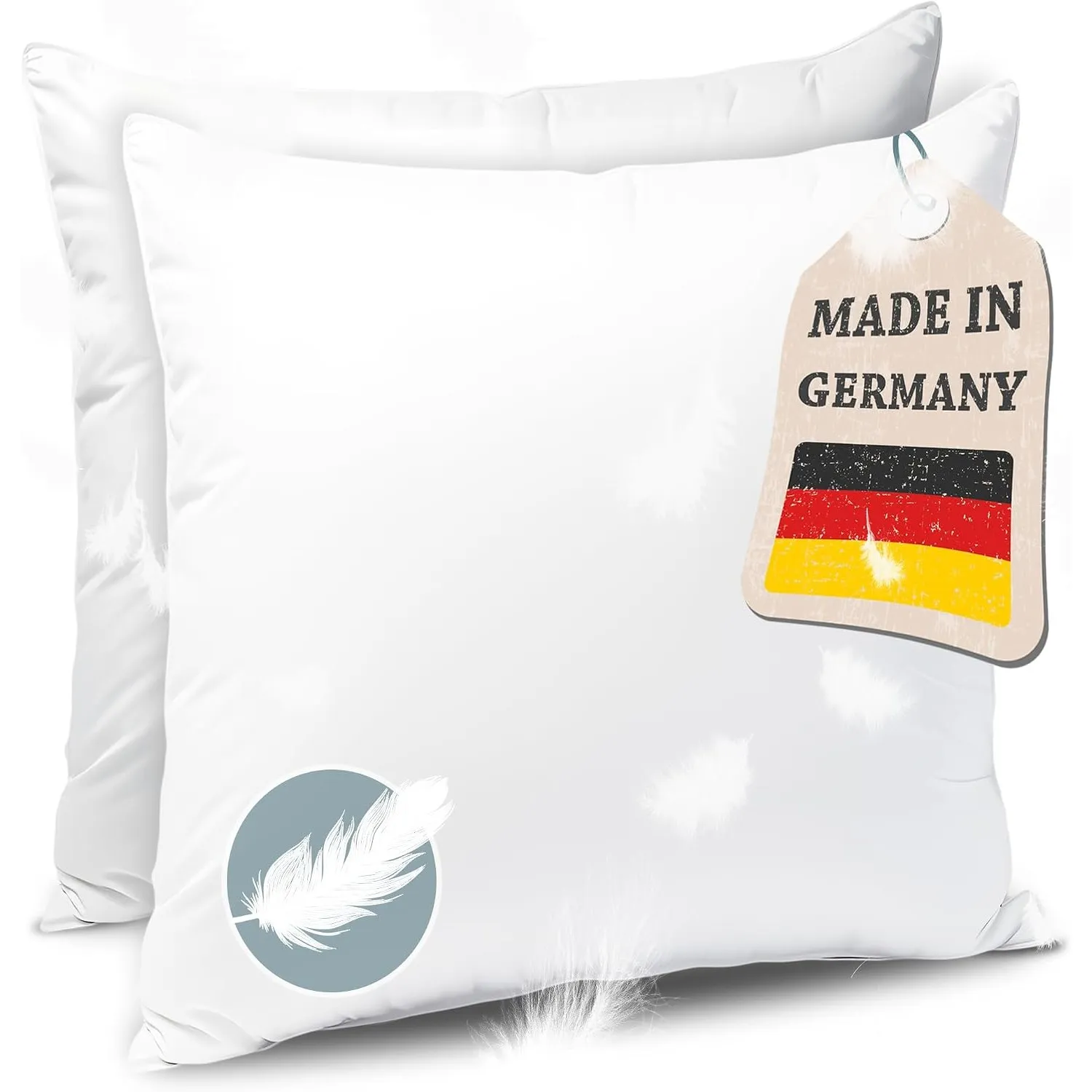 KNERST Federkissen 80x80 2er Set, Made in Germany, 100% Federfüllung