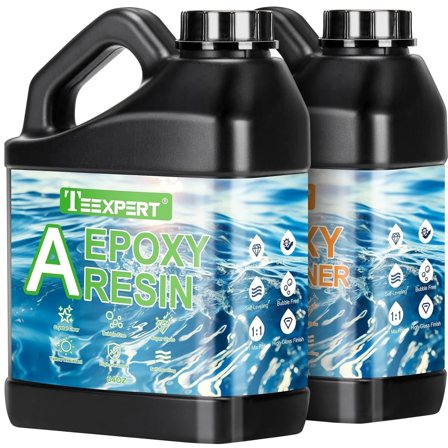 Teexpert 1 Gallone Hochglanz Epoxidharz Set, Klares Selbstnivellierendes Blasenfreies Epoxy Resin, 1:1 Mischung Epoxidh…
