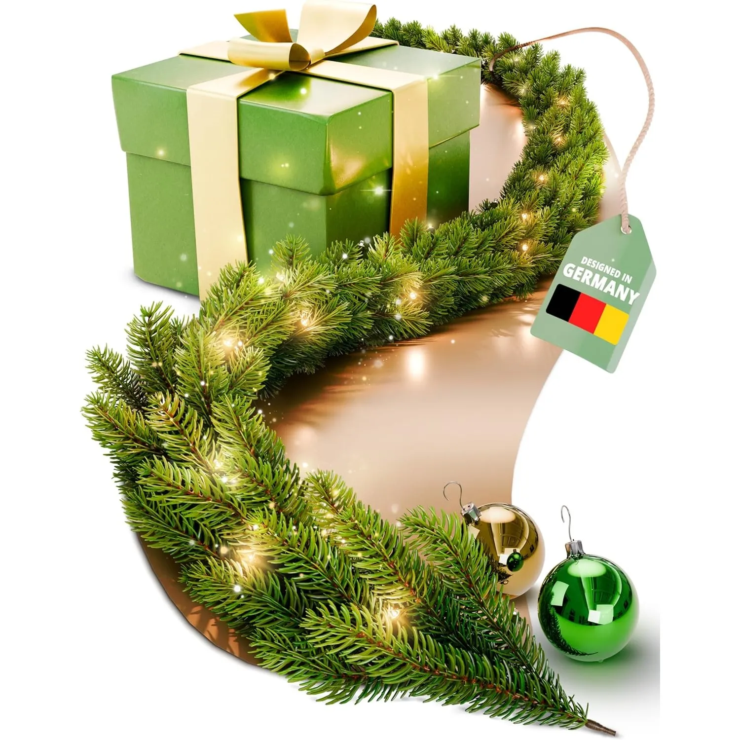 ArtiTree Weihnachtsgirlande - Naturgetreue Tannengirlande, 5m Grün, LED-beleuchtet, Perfekt für Weihnachtsdeko, Treppen…