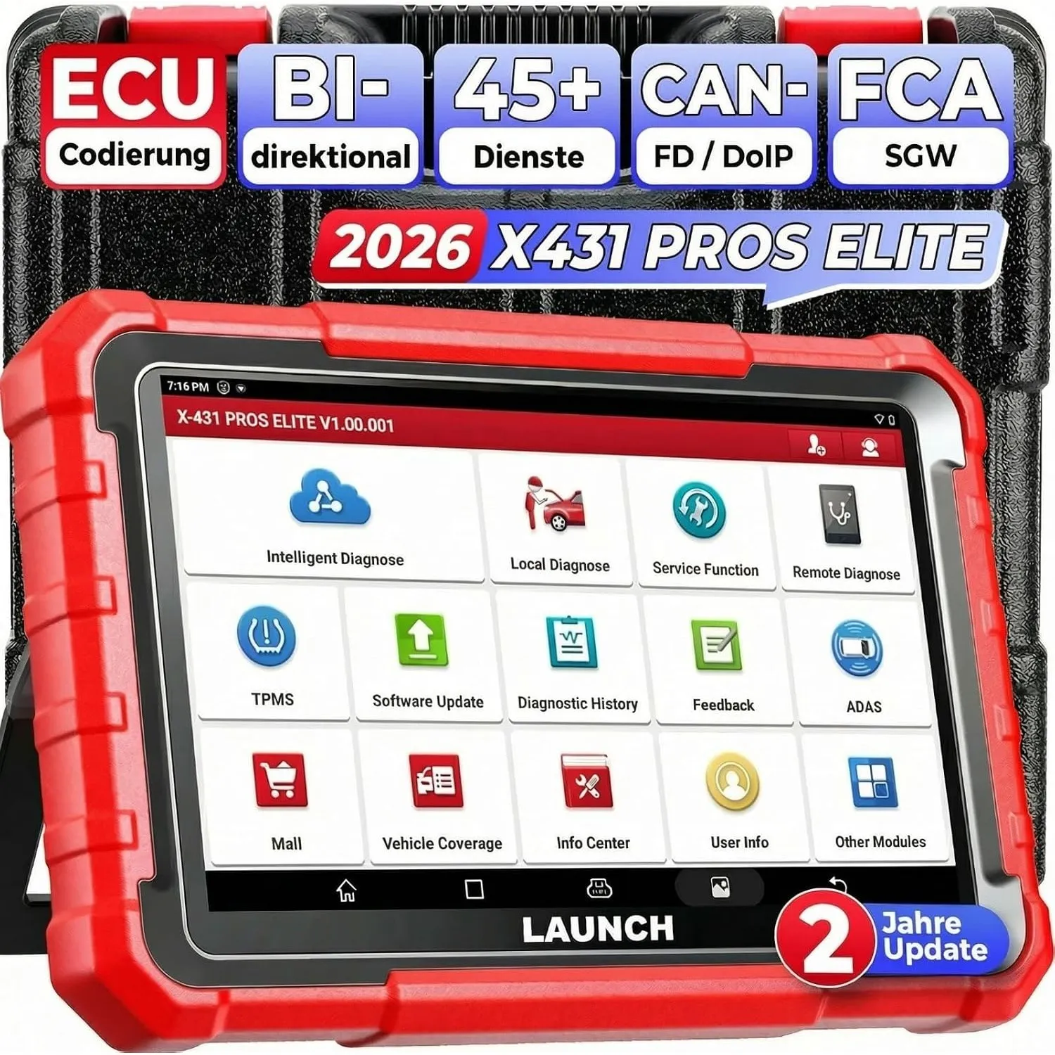 LAUNCH X431 PROS Elite OBD2 Diagnosegerät, Bidirektionales Auto Scan-Tool