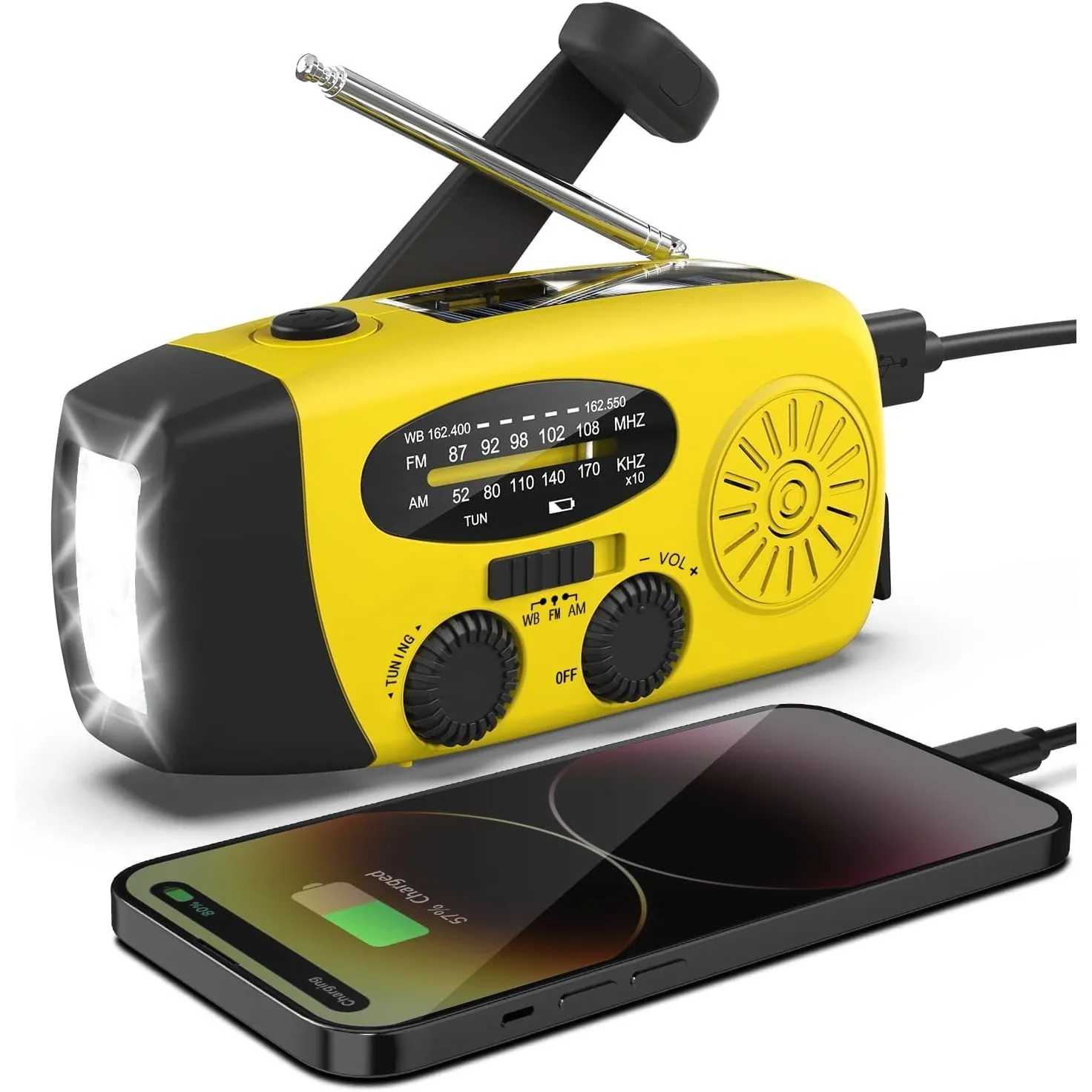 Solar Radio, Tragbar Kurbelradio Dynamo Radio mit AM/FM, Notfall Radio mit Kurbel, 2000mAh Wiederaufladbare Powerbank,L…