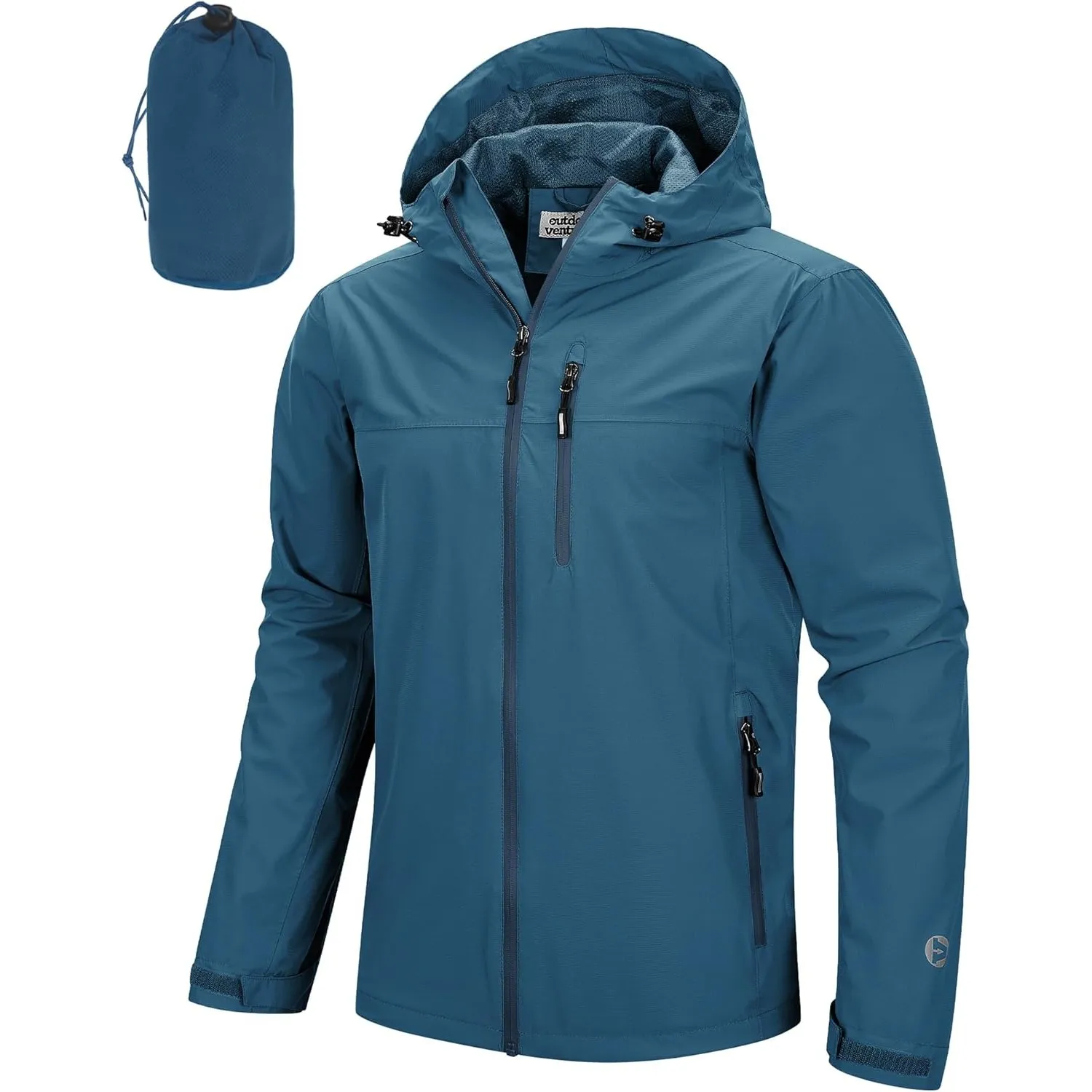 Outdoor Ventures Regenjacke Herren Wasserdicht Atmungsaktiv, Packbar Fahrrad Jacke Leichte Windbreaker zum Freizeit Wan…
