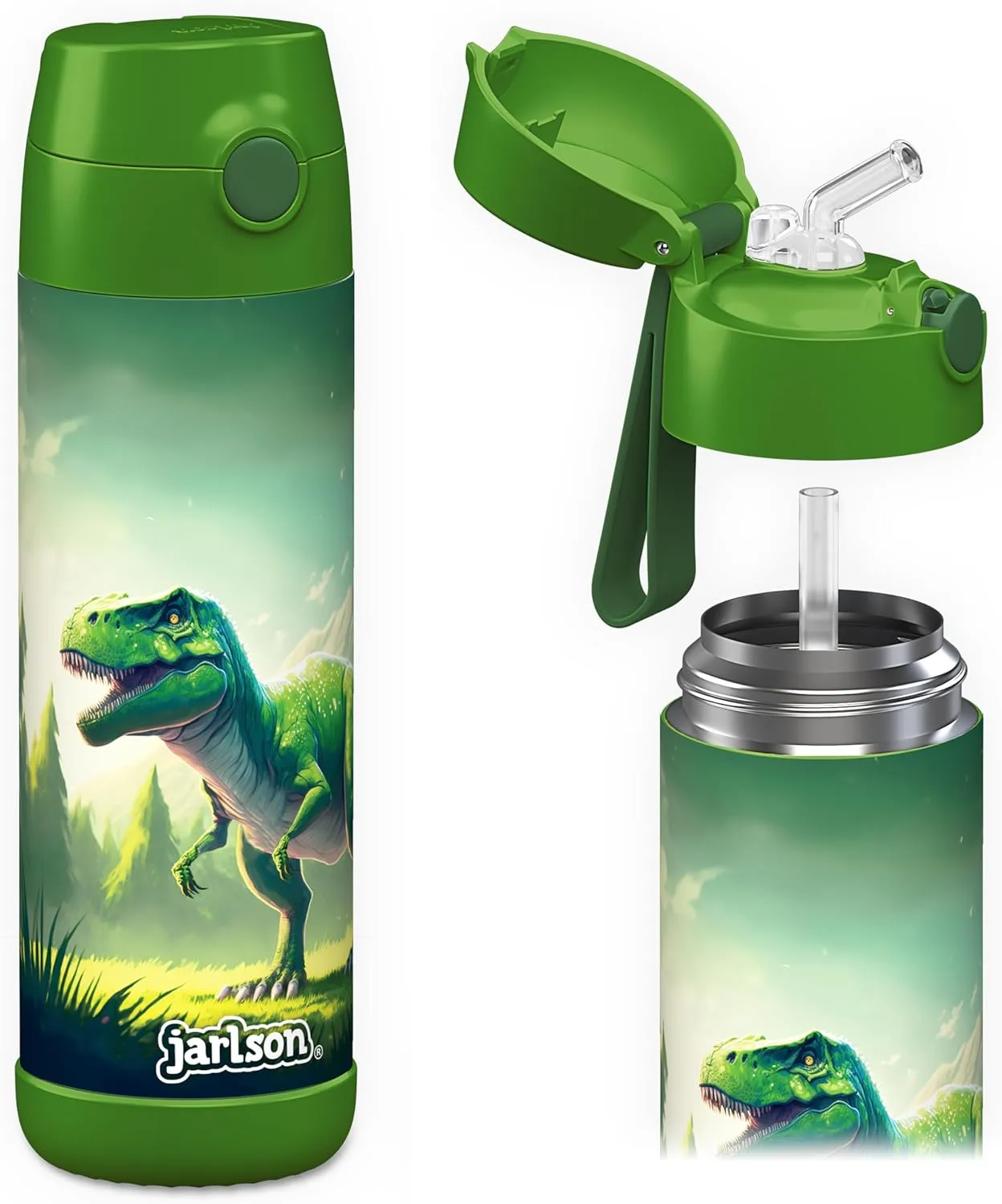 Jarlson® Trinkflasche Kinder Edelstahl Charli [MIT STROHHALM] - Thermosflasche Auslaufsicher - Thermoskanne - Water Bot…