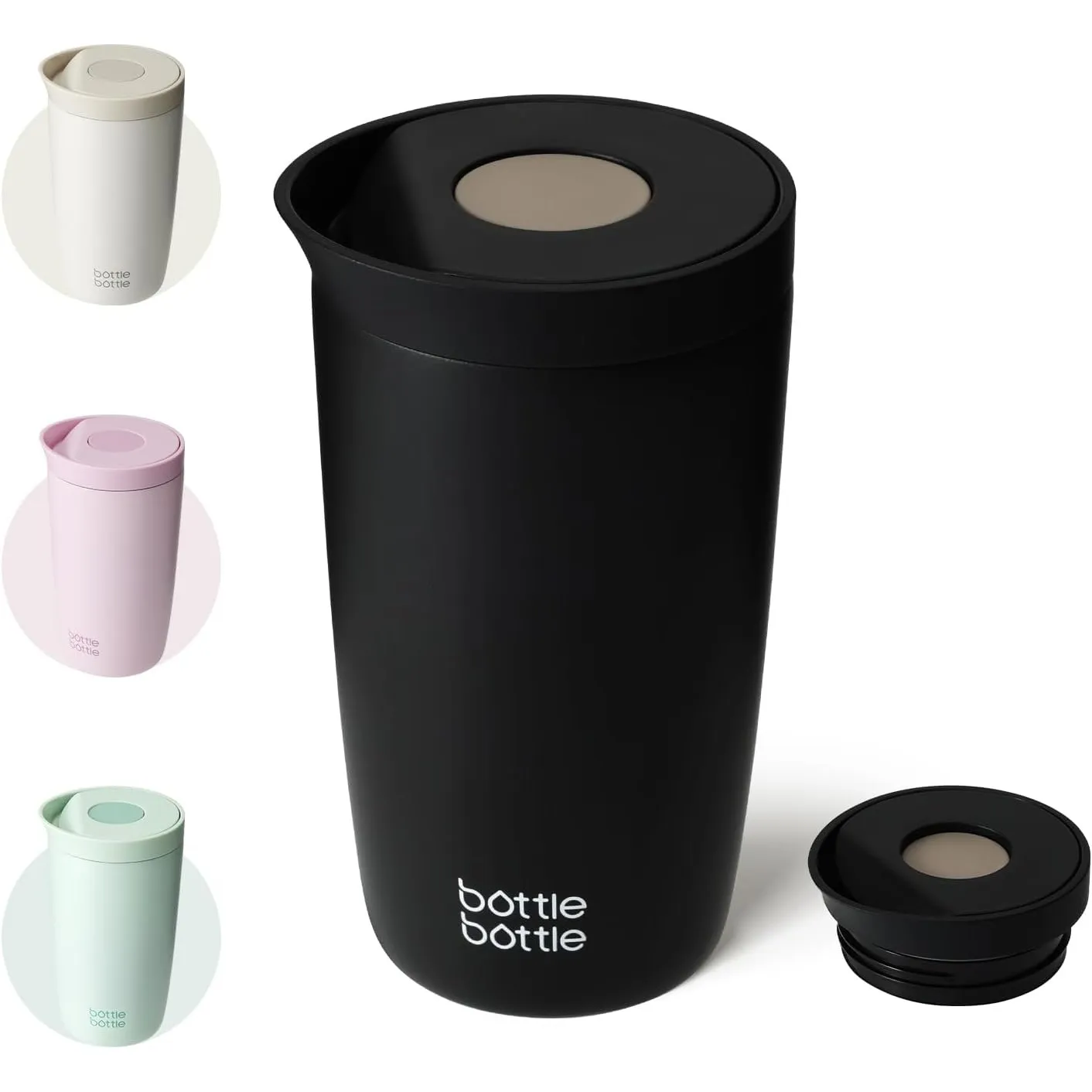 BOTTLE BOTTLE Thermobecher 350ml für Kaffee oder Tee, auslaufsicher und Easy Quick-Press-Verschluss, Isolierbecher Trav…