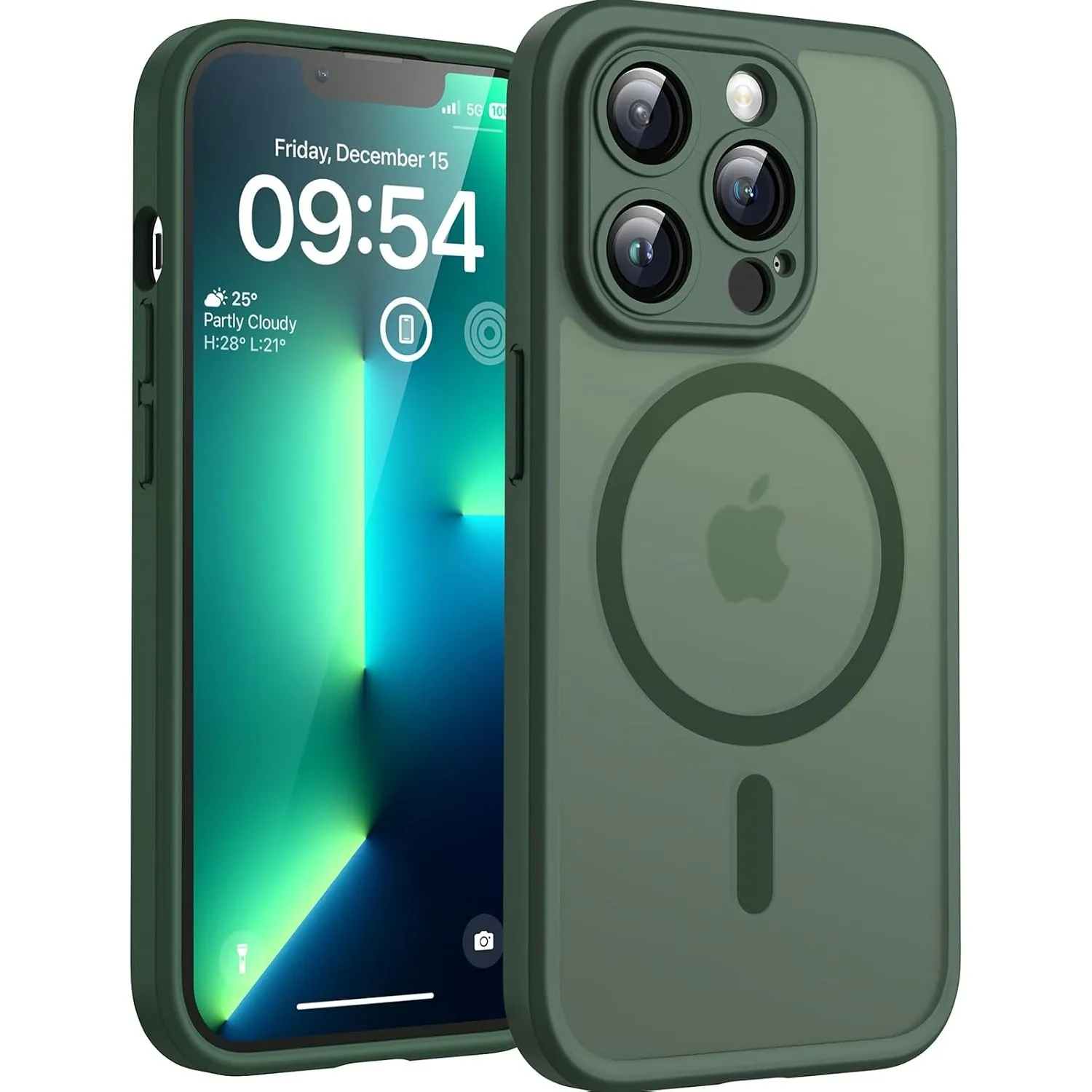 TOCOL für iPhone 13 Pro Hülle, Kompatibel mit MagSafe, Alpengrün