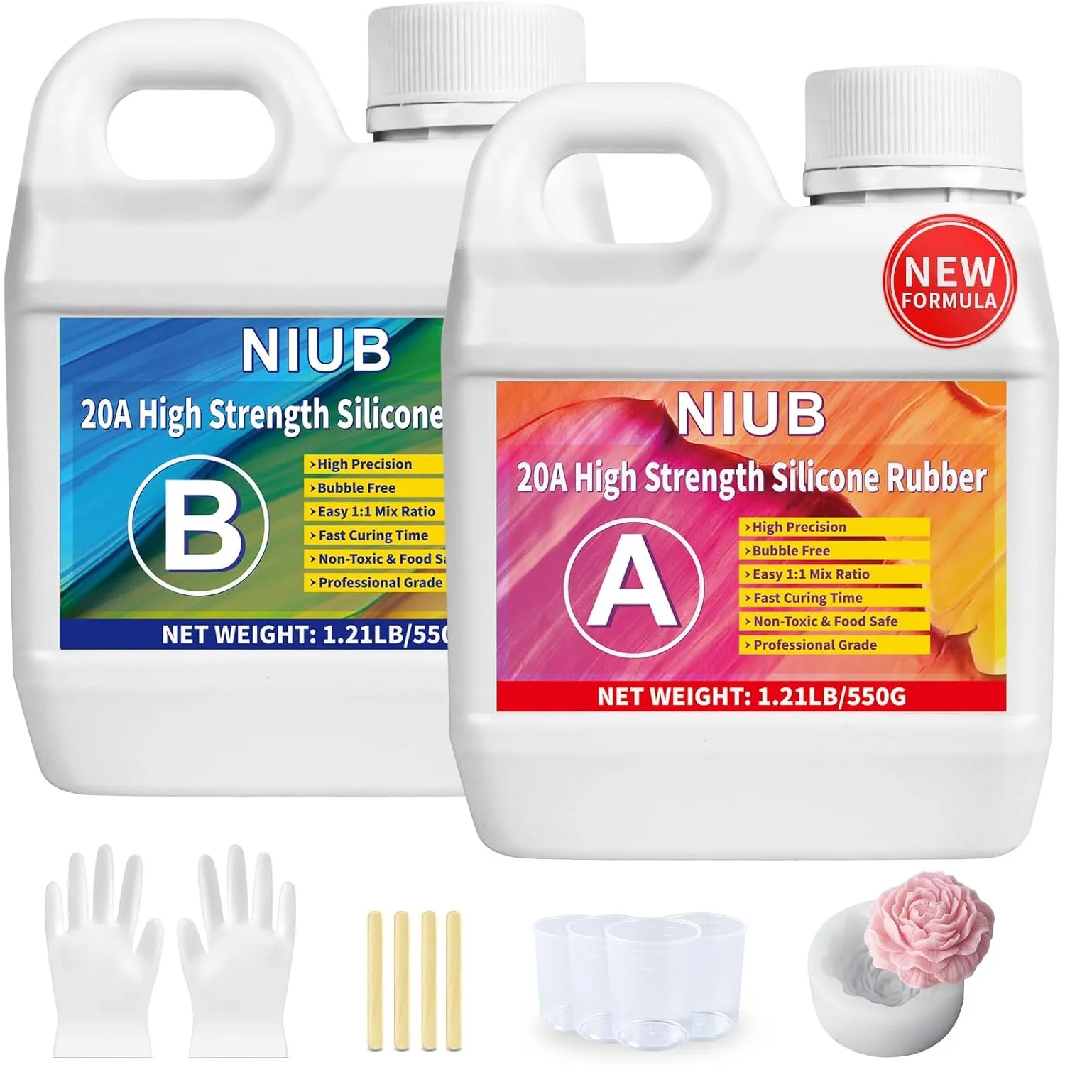 NIUB 20A Abformsilikon, Flüssiges Silikon Abformmasse 1,25kg