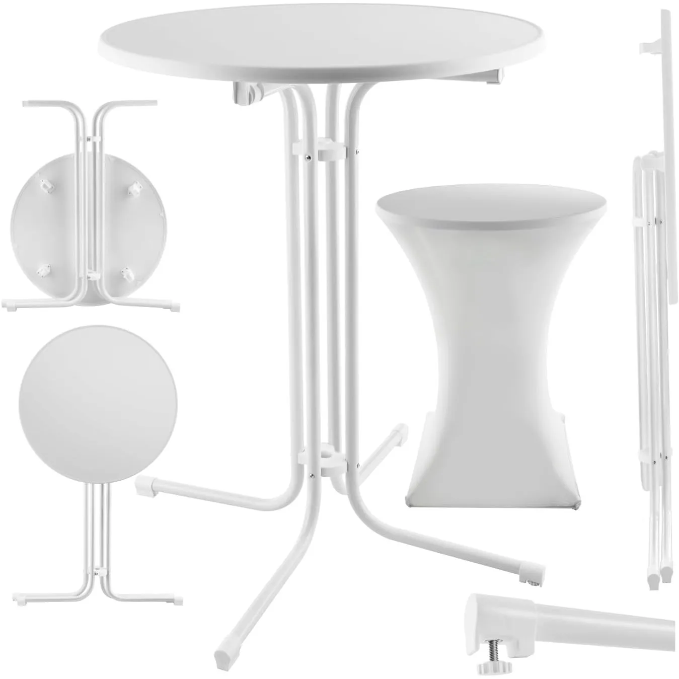 tectake® Gastro Stehtisch klappbar, Bistrotisch mit Husse, Tisch Ø80cm, Stehtisch mit MDF-Tischplatte, Gartentisch klap…