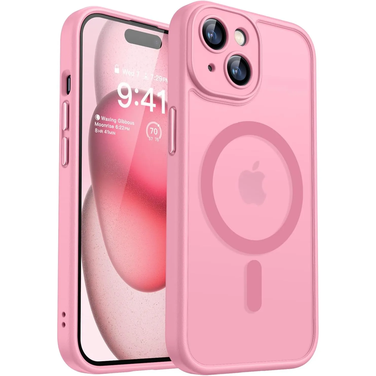 CANSHN für iPhone 15 Plus Hülle mit Kameraschutz, Rosa