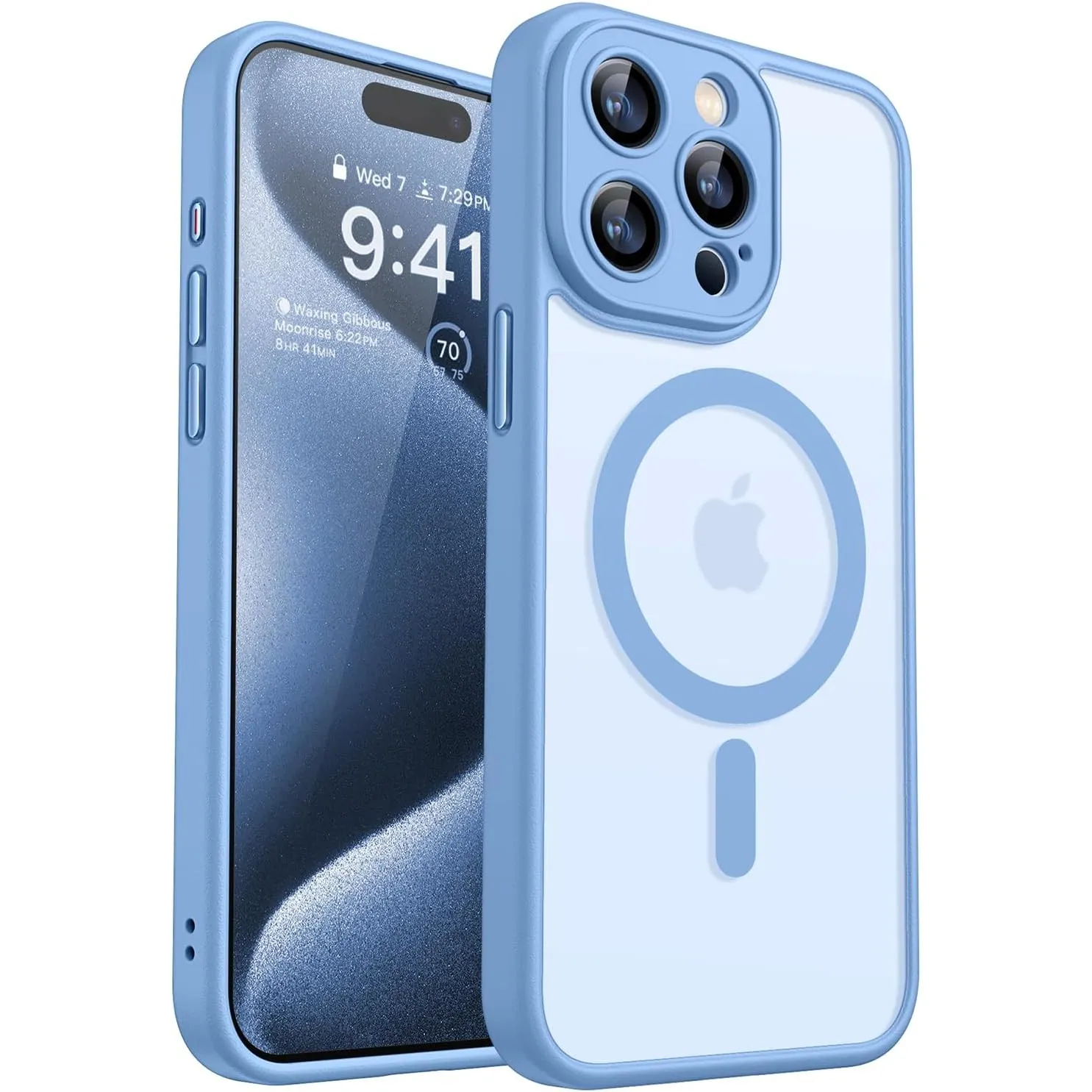 CANSHN für iPhone 15 Pro Hülle mit Kameraschutz, Himmelblau