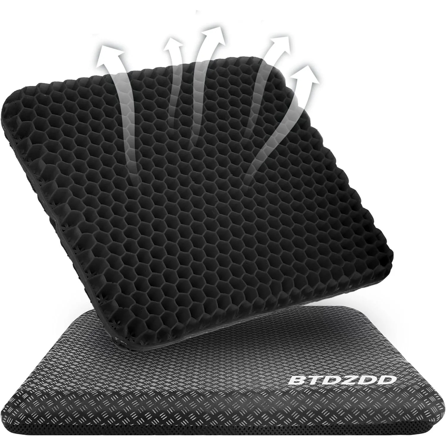 Gel Sitzkissen, Orthopädisch Doppelschicht Verdickung Sitzkissen mit Rutschfester Stoffhülle Atmungsaktives Stuhlkissen…
