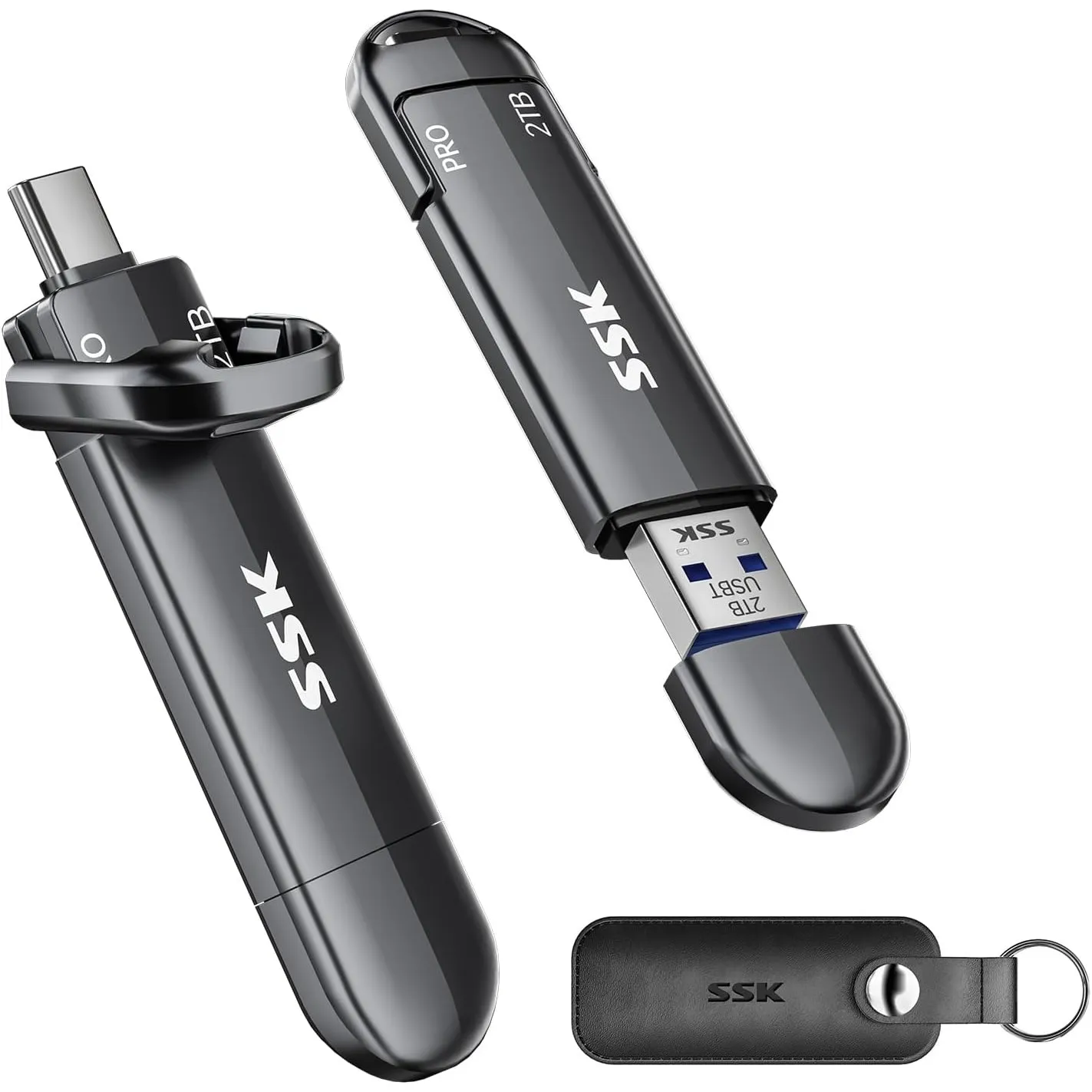 SSK 2TB USB C Stick bis zu 1000MB/S, Dual Portable SSD USB 3.2 Gen2 Type-A und Typ-C Externe Solid State Drives für iPh…