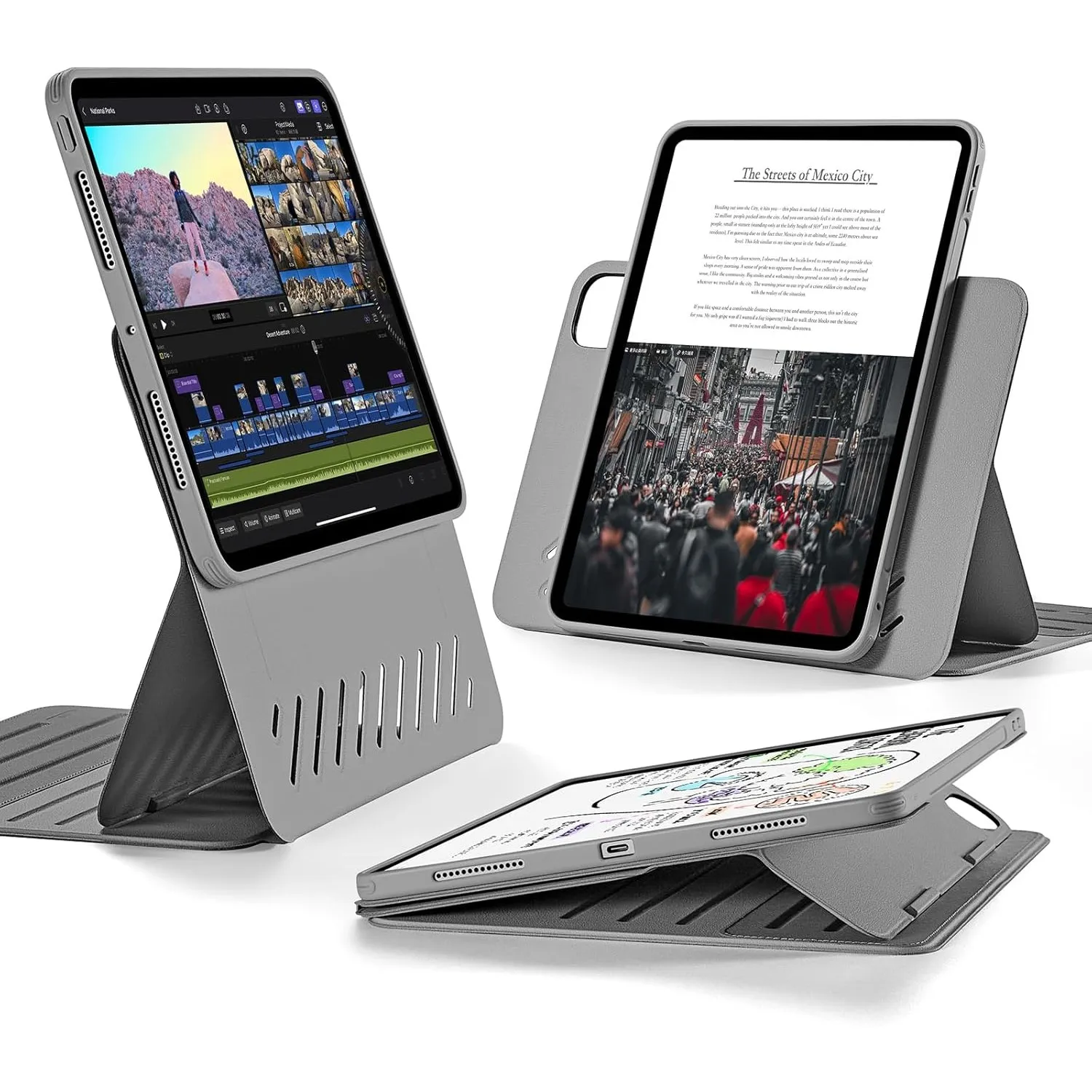 ESR für iPad Pro 11 Hülle (2022/2021/2020/2018), abnehmbare magnetische Abdeckung, Verstellbarer Hoch-/Querformatstände…