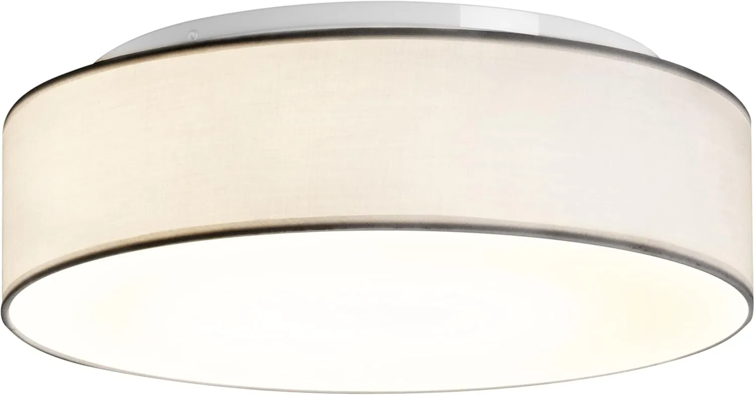 Zedelmaier Deckenlampe Stoff Rund 38cm E27x2 max.40W Deckenleuchte Weiß Stoffschirm Wohnzimmer Schlafzimmer Küche Flur …