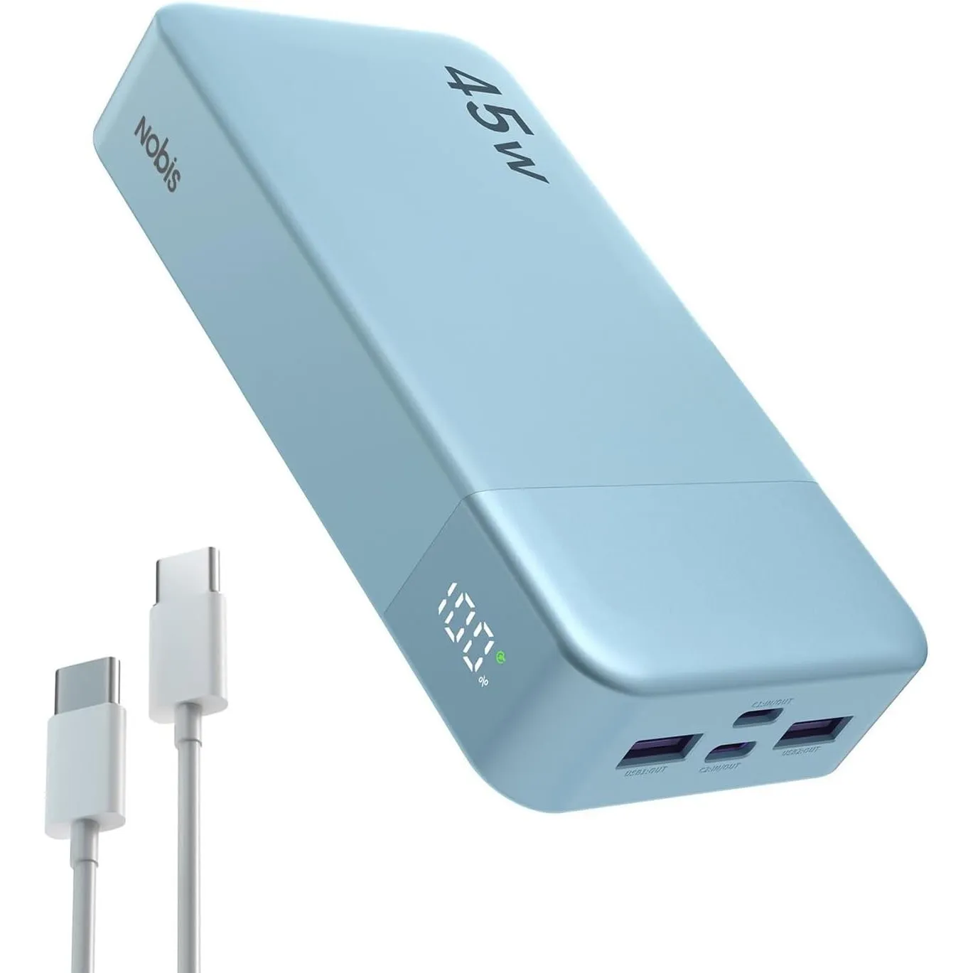 NOBIS Power Bank, Powerbank 20000mAh, 45W Externe Handyakkus Schnellladen